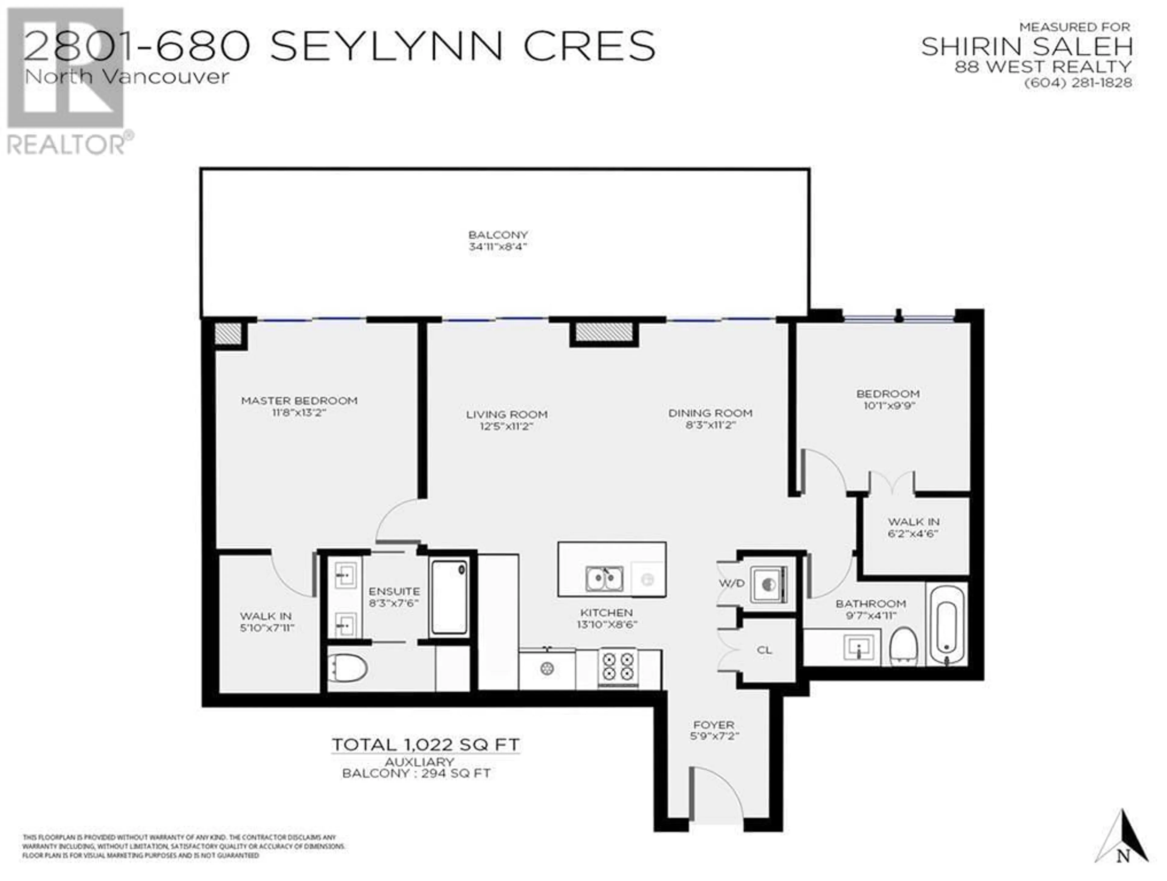 Floor plan for 2801 680 SEYLYNN CRESCENT, North Vancouver British Columbia V7J0B5