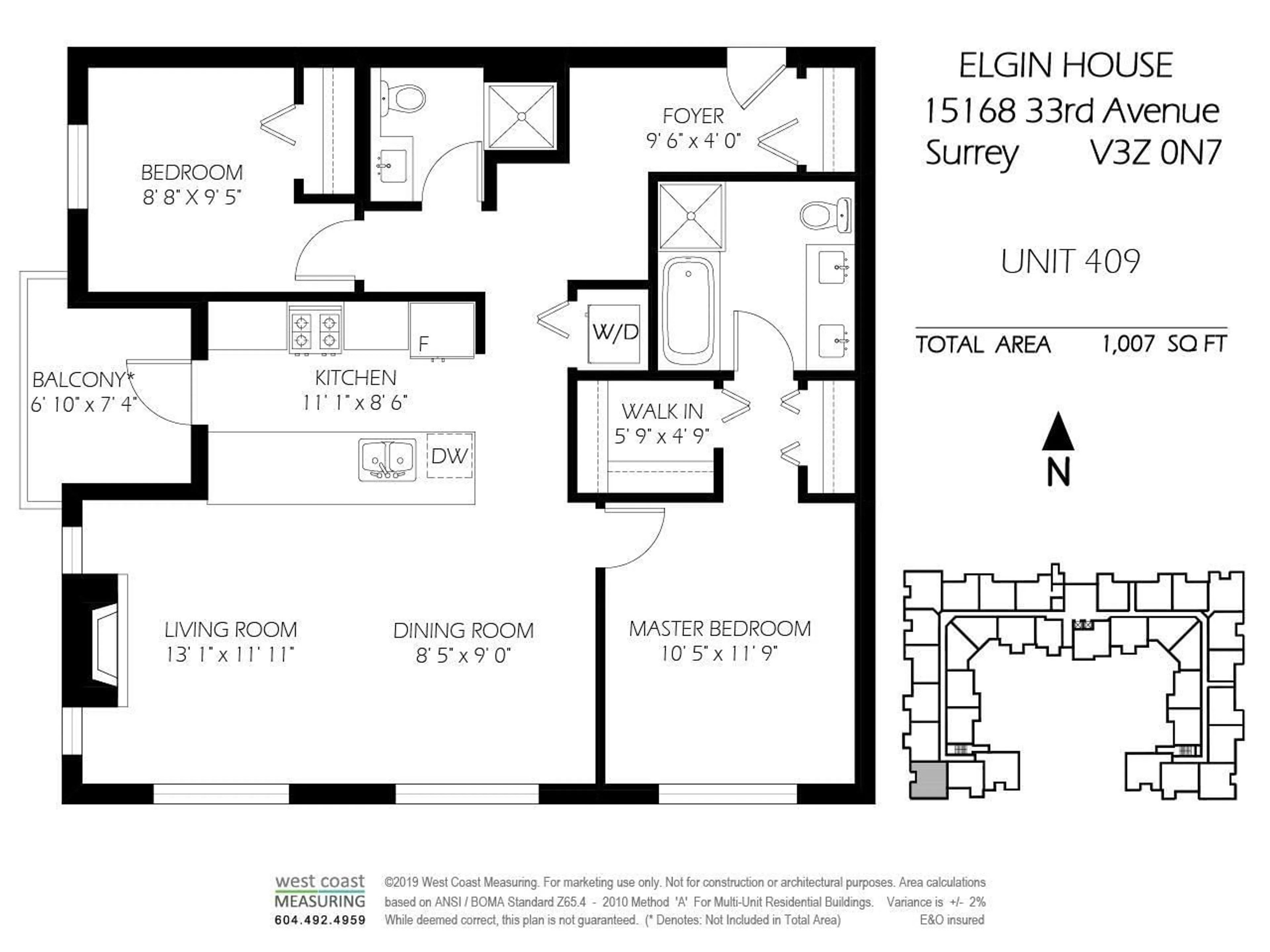 Floor plan for 409 15168 33 AVENUE, Surrey British Columbia V3Z0N7