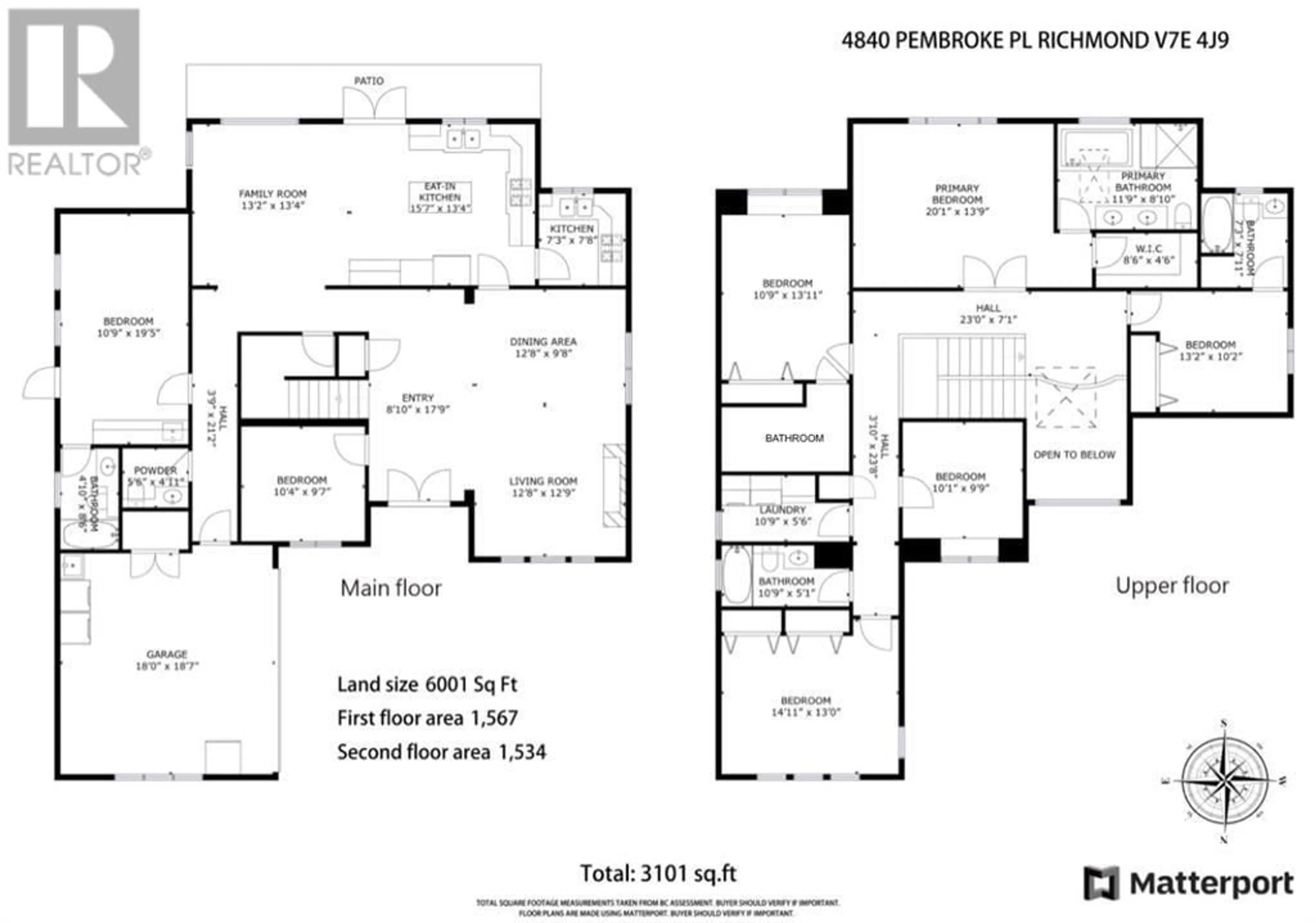Floor plan for 4840 PEMBROKE PLACE, Richmond British Columbia V7E4J9