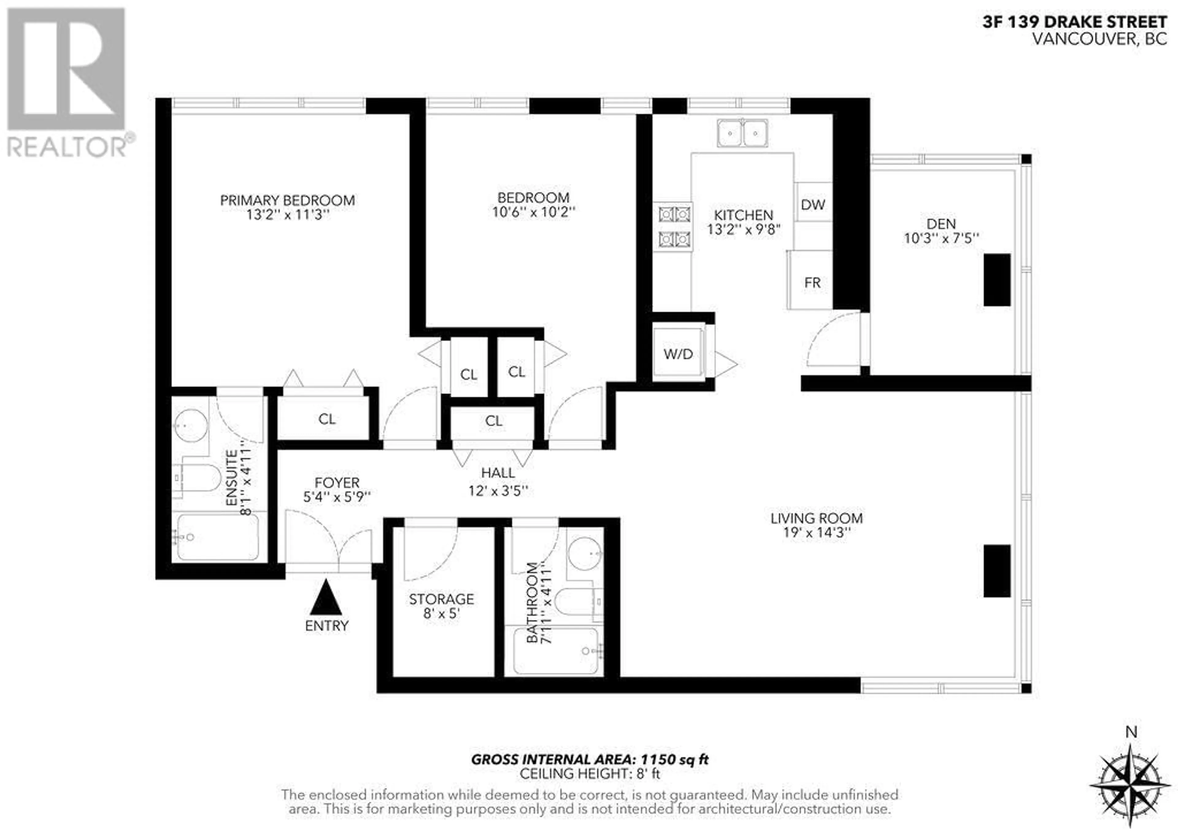 Floor plan for 3F 139 DRAKE STREET, Vancouver British Columbia V6Z2T8