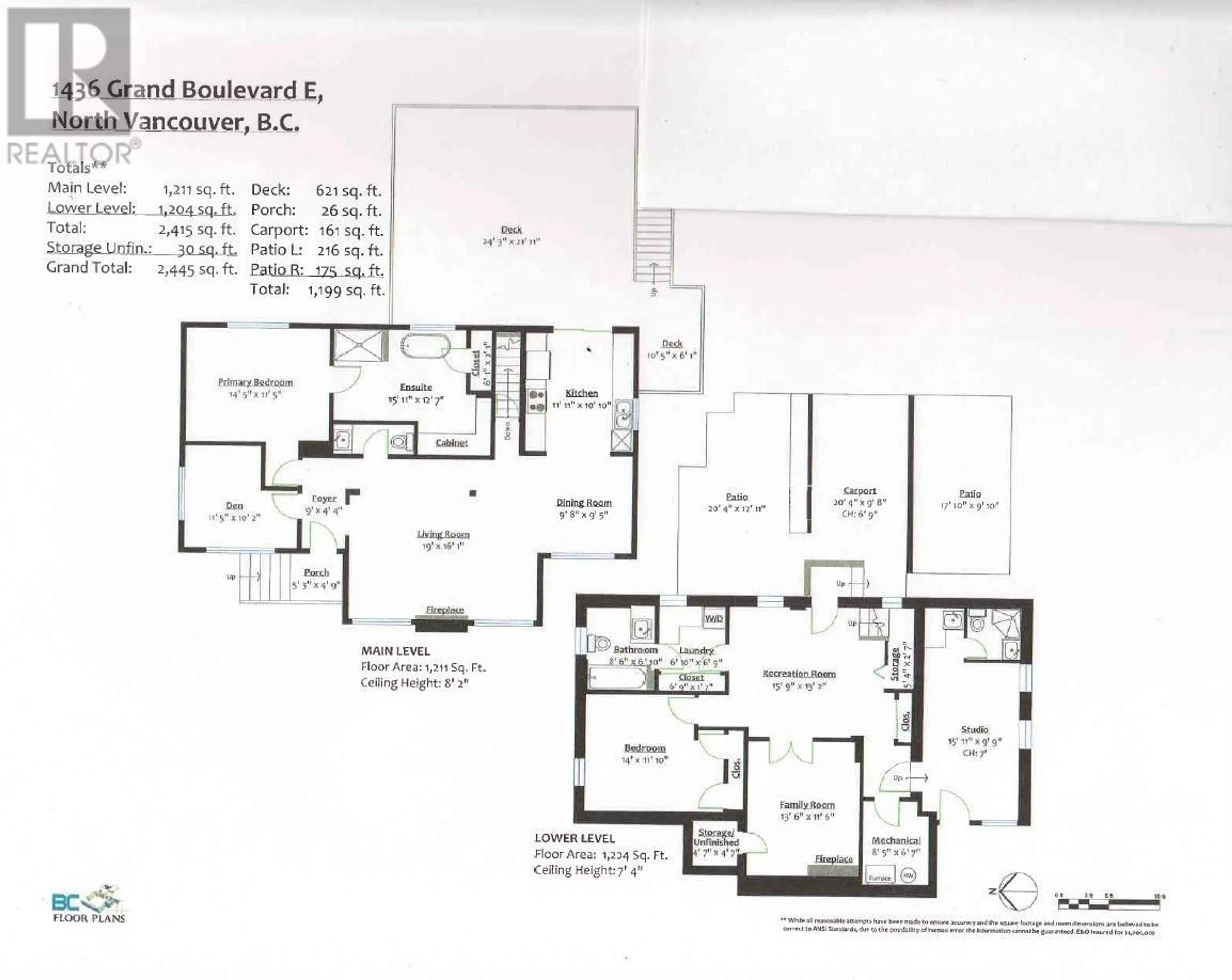 Floor plan for 1436 GRAND BOULEVARD, North Vancouver British Columbia V7L3X7
