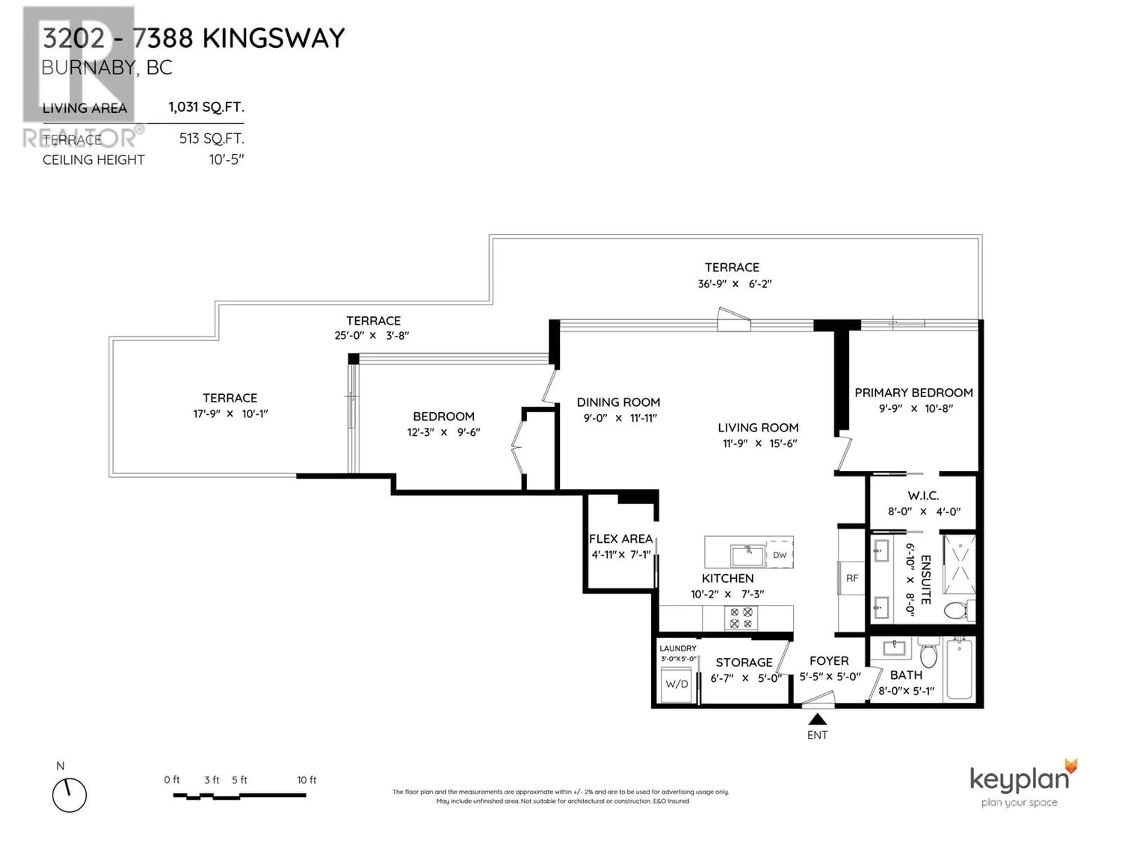 Floor plan for 3202 7388 KINGSWAY, Burnaby British Columbia V3N0G9