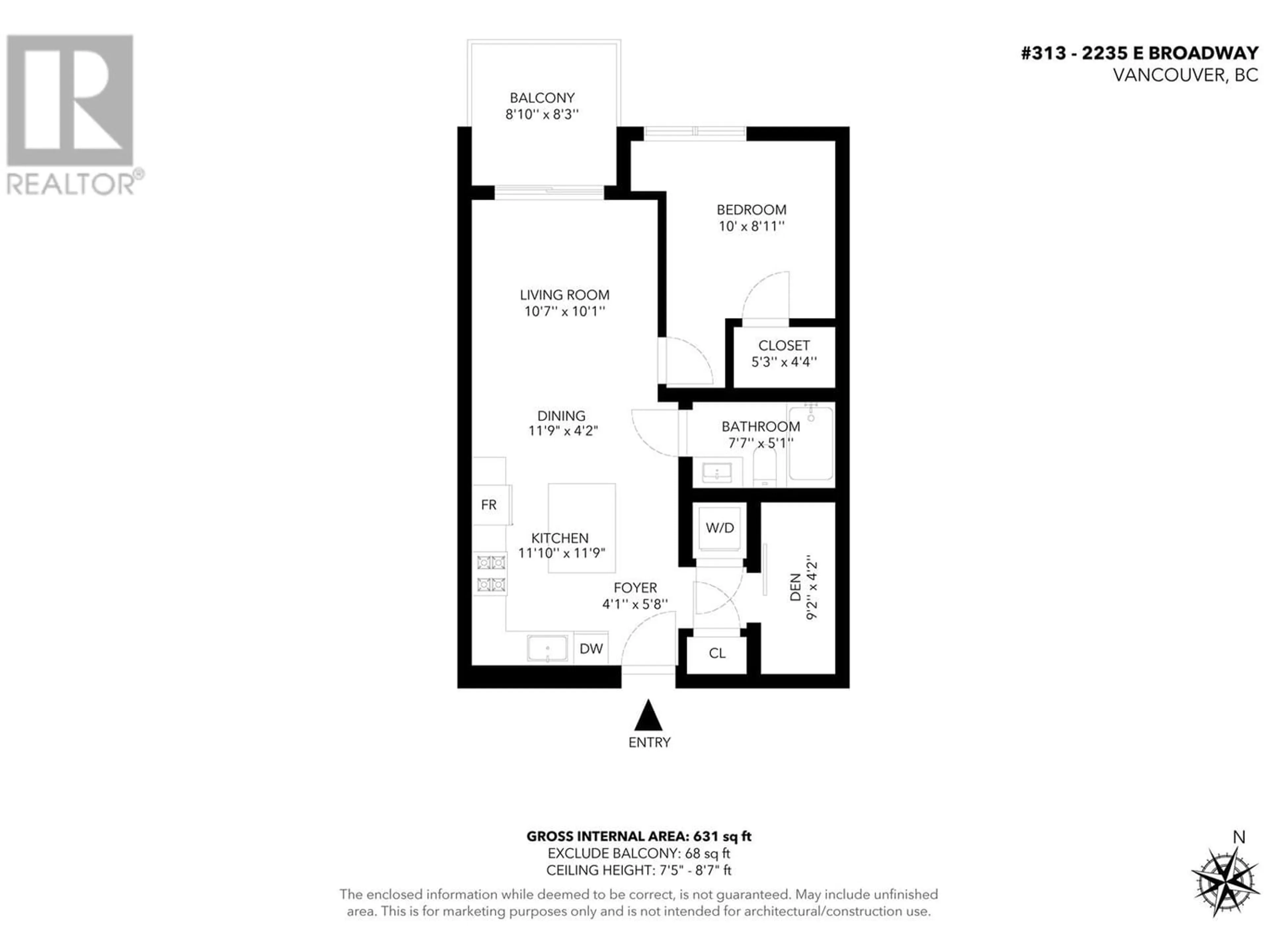Floor plan for 313 2235 BROADWAY, Vancouver British Columbia V5N1W8