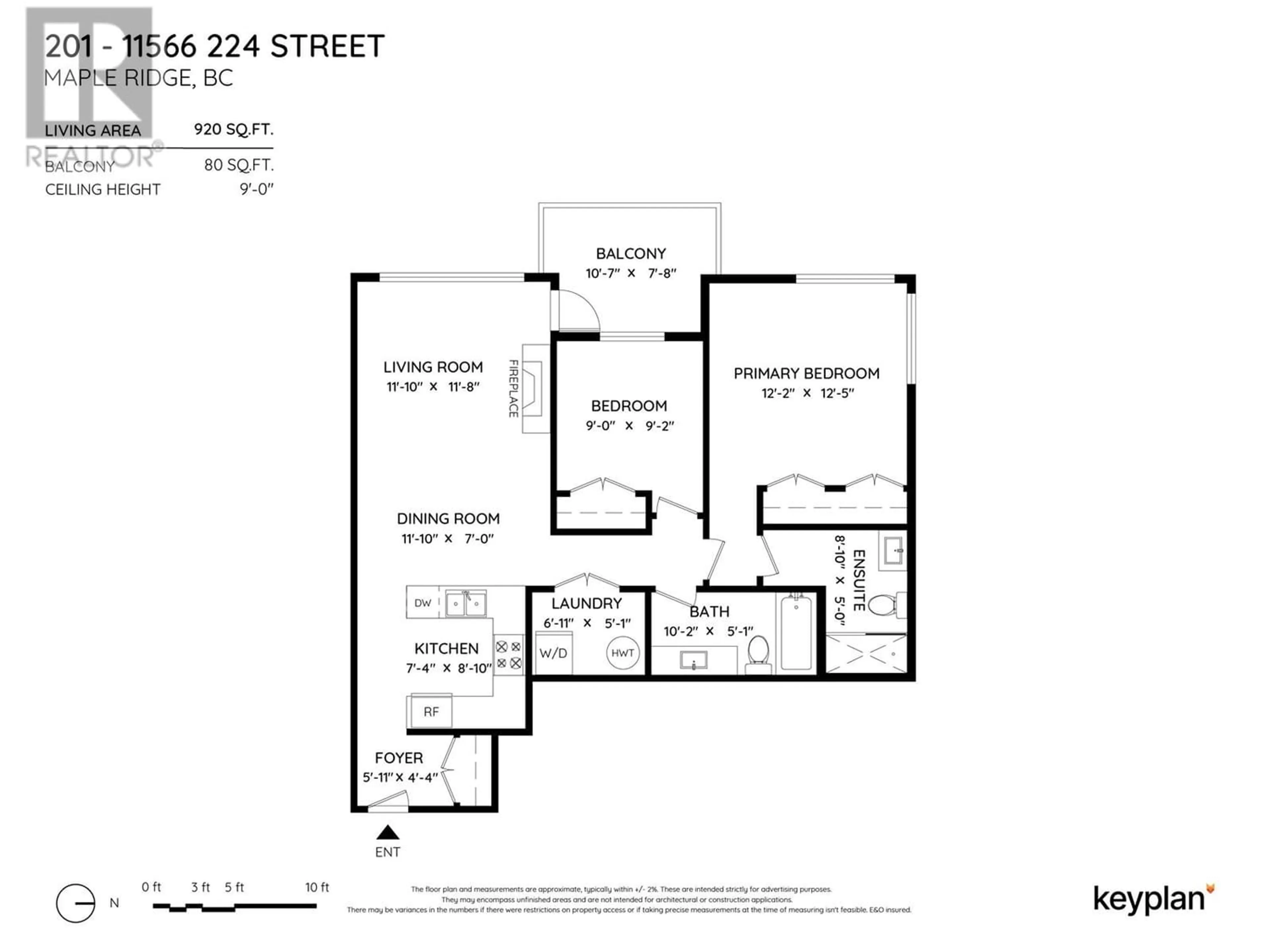 Floor plan for 201 11566 224 STREET, Maple Ridge British Columbia V2X9C9