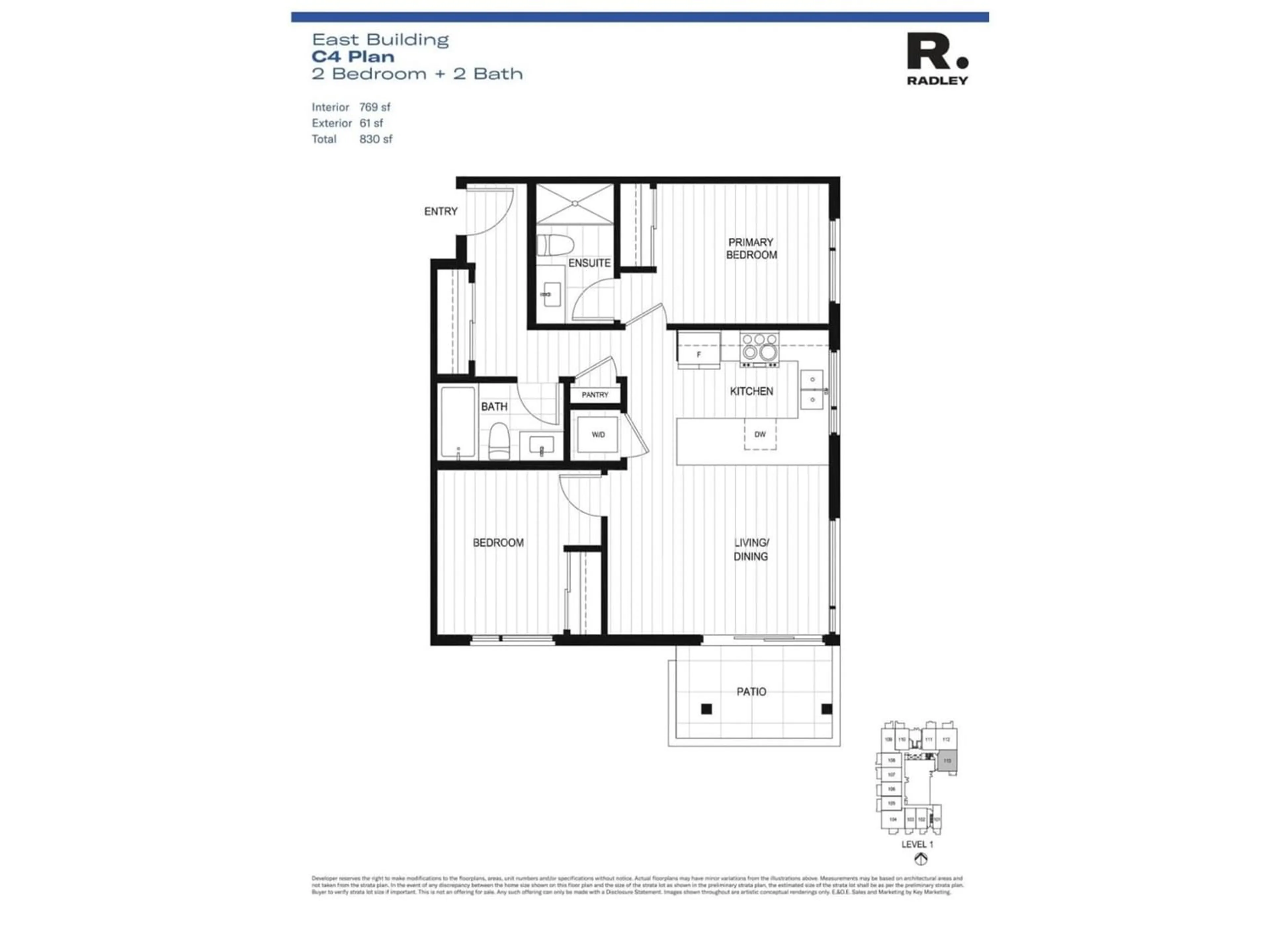 Floor plan for E113 13858 108 AVENUE, Surrey British Columbia V3T2K8
