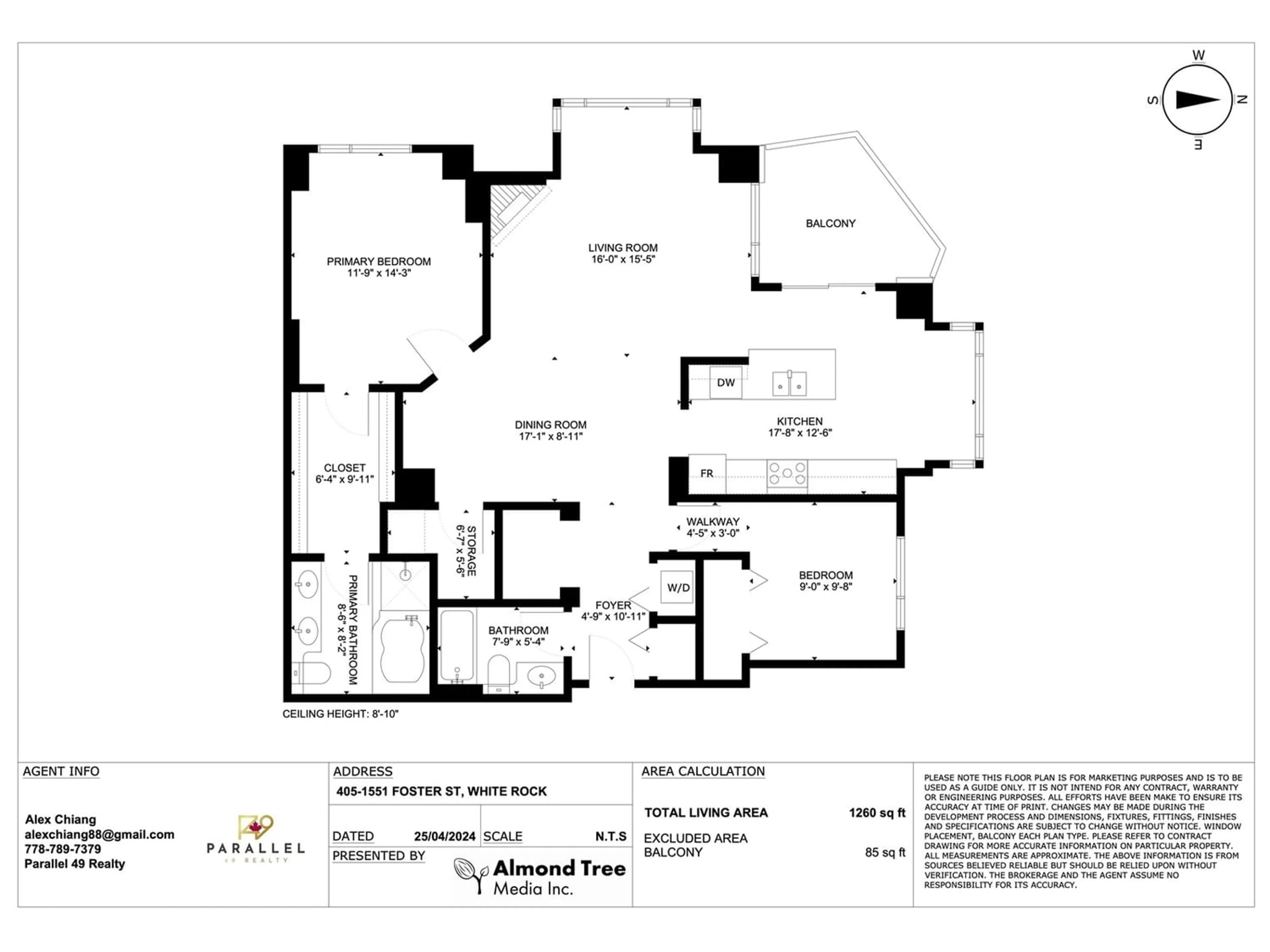 Floor plan for 405 1551 FOSTER STREET, White Rock British Columbia V4B5M1