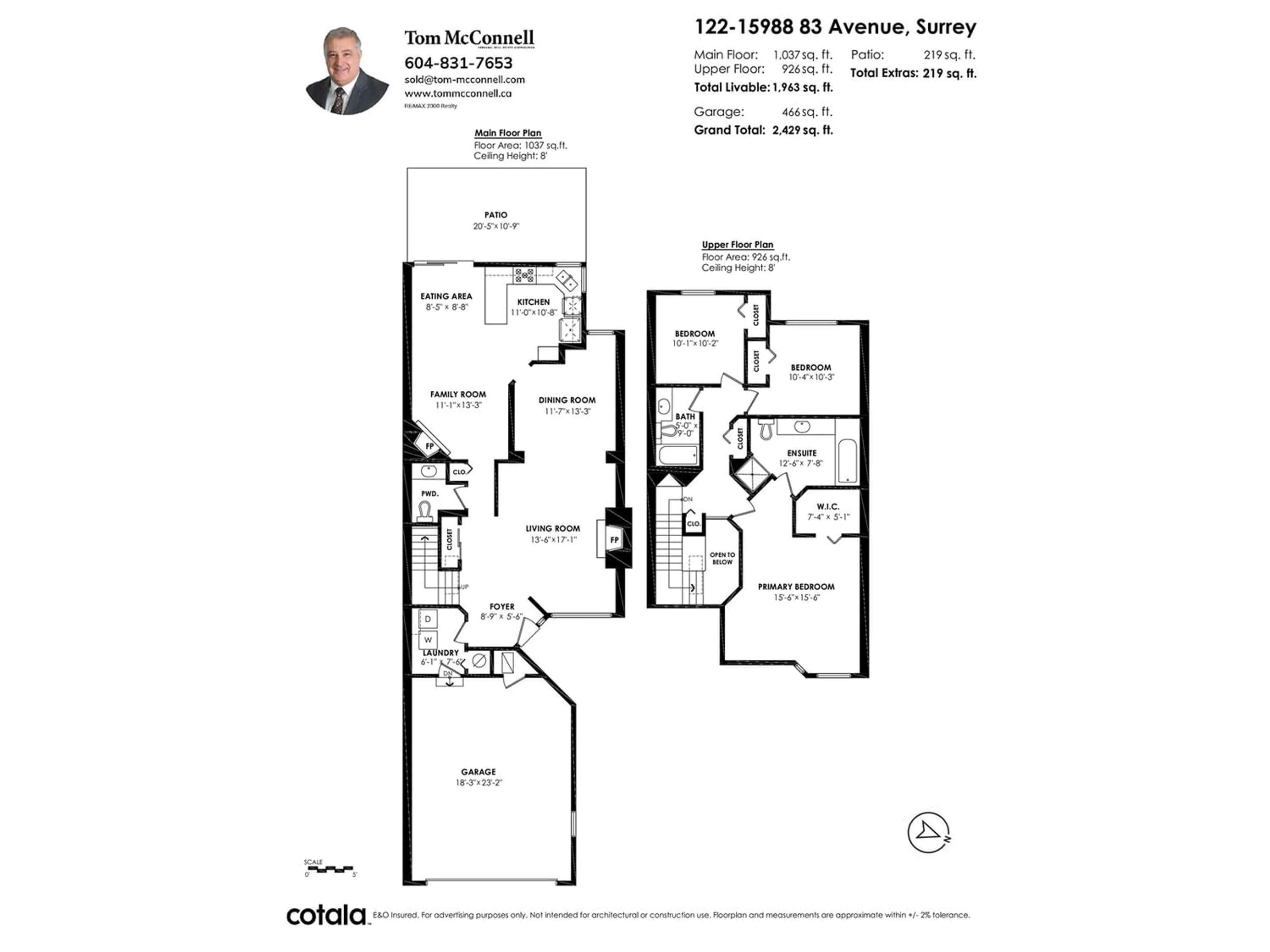 Floor plan for 122 15988 83 AVENUE, Surrey British Columbia V4N0P9