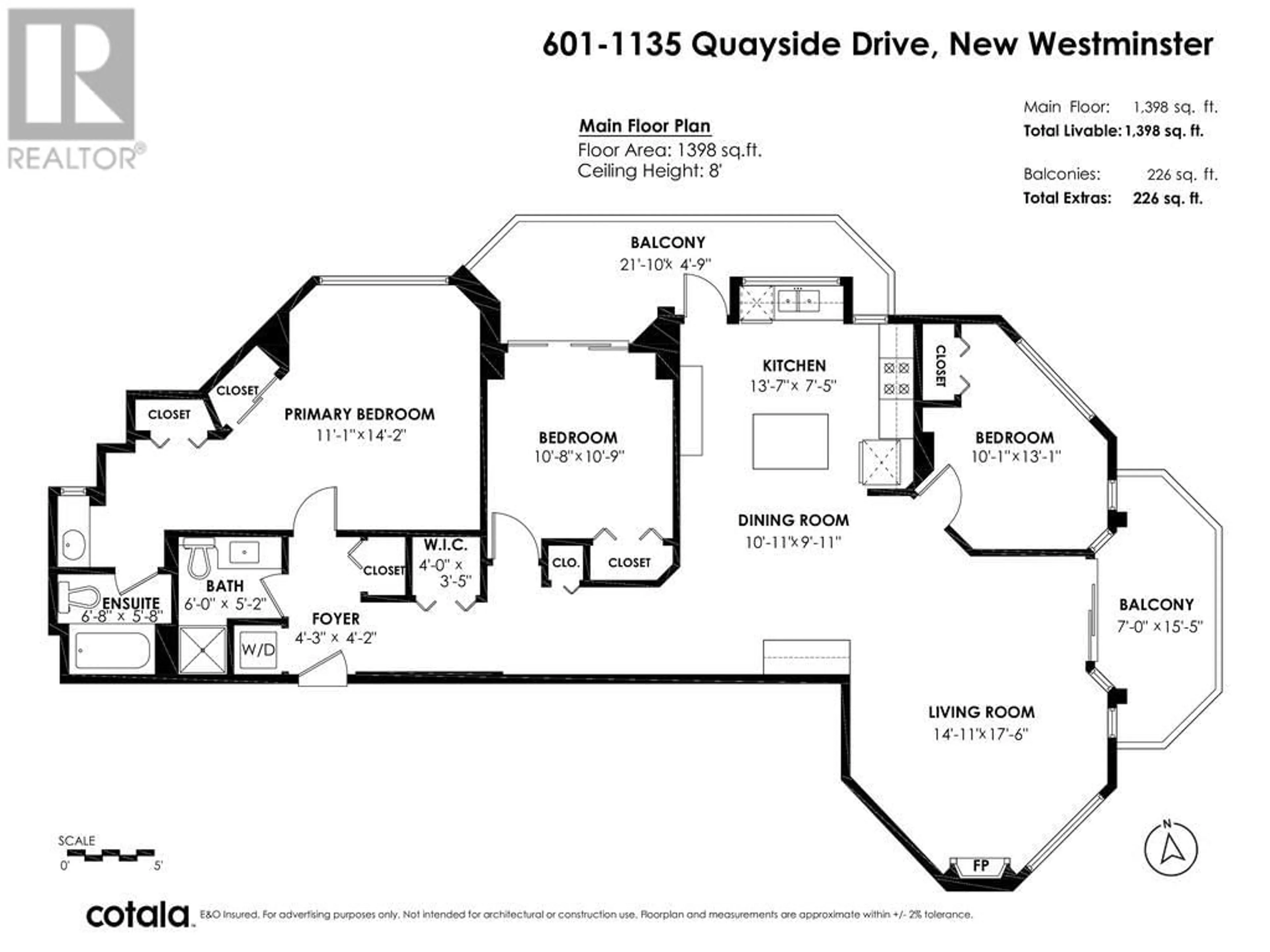 Floor plan for 601 1135 QUAYSIDE DRIVE, New Westminster British Columbia V3M6J4