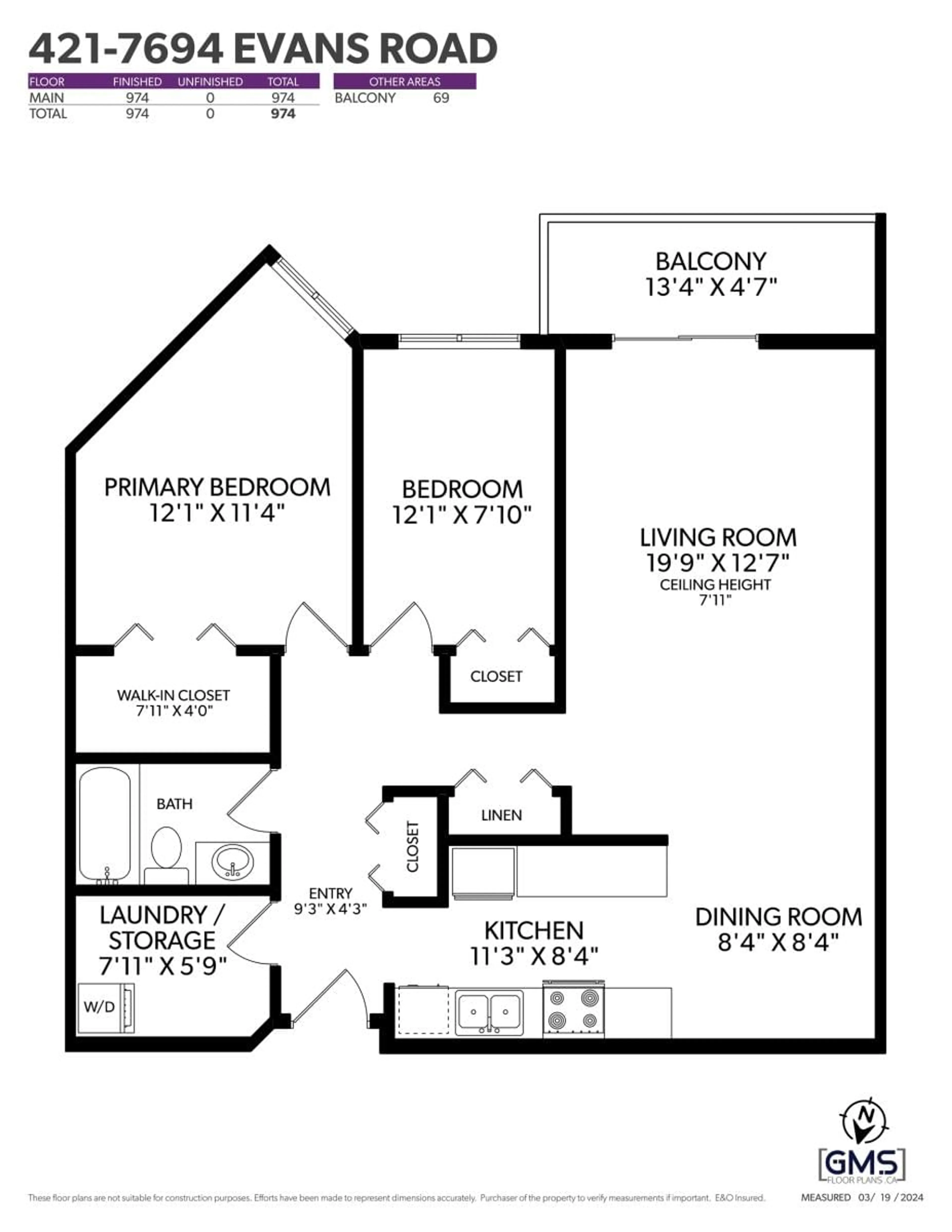 Floor plan for 421 7694 EVANS ROAD, Chilliwack British Columbia V2R3W3