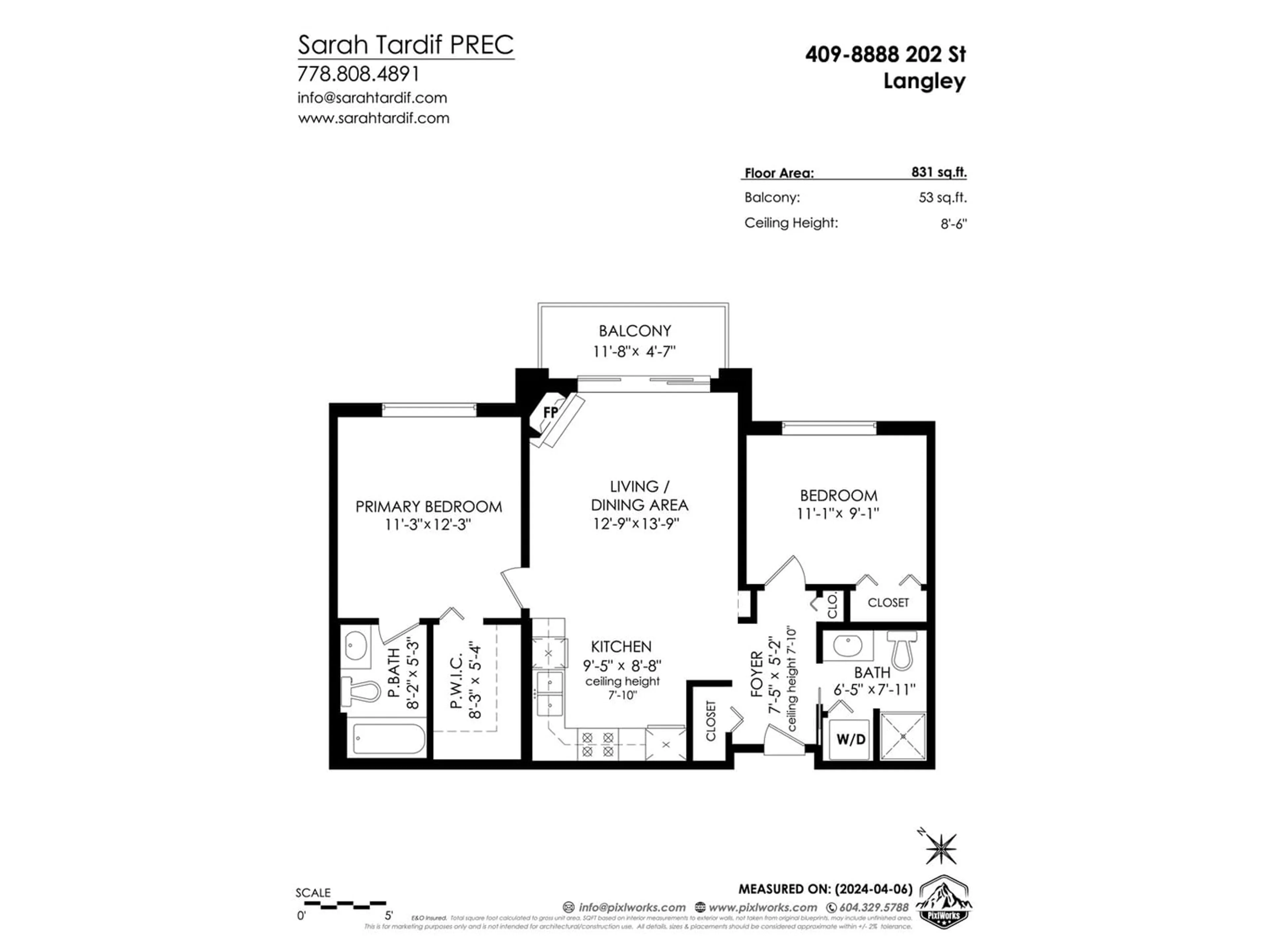 Floor plan for 409 8888 202 STREET, Langley British Columbia V1M4A7