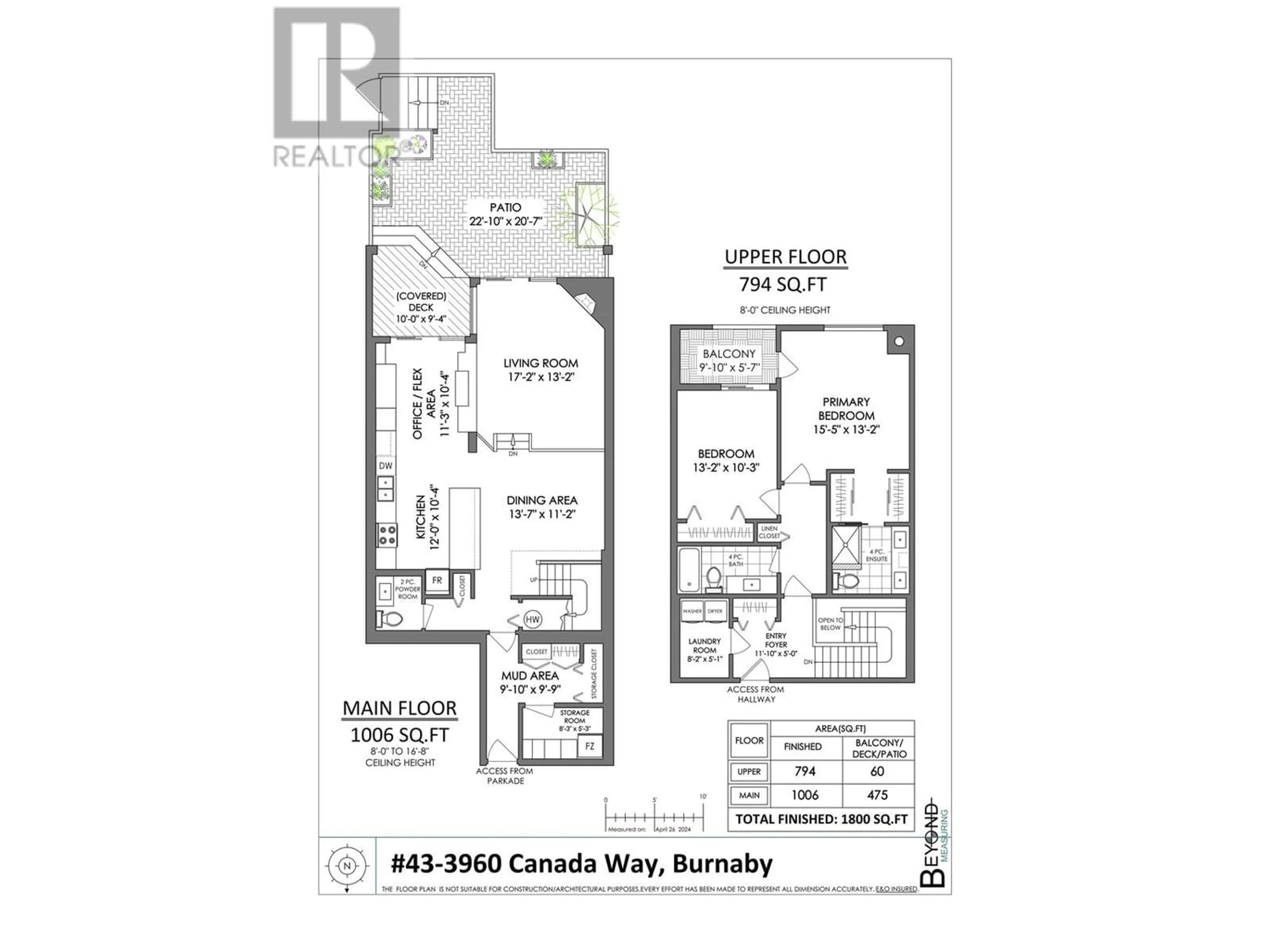 Floor plan for 43 3960 CANADA WAY, Burnaby British Columbia V5G1G7