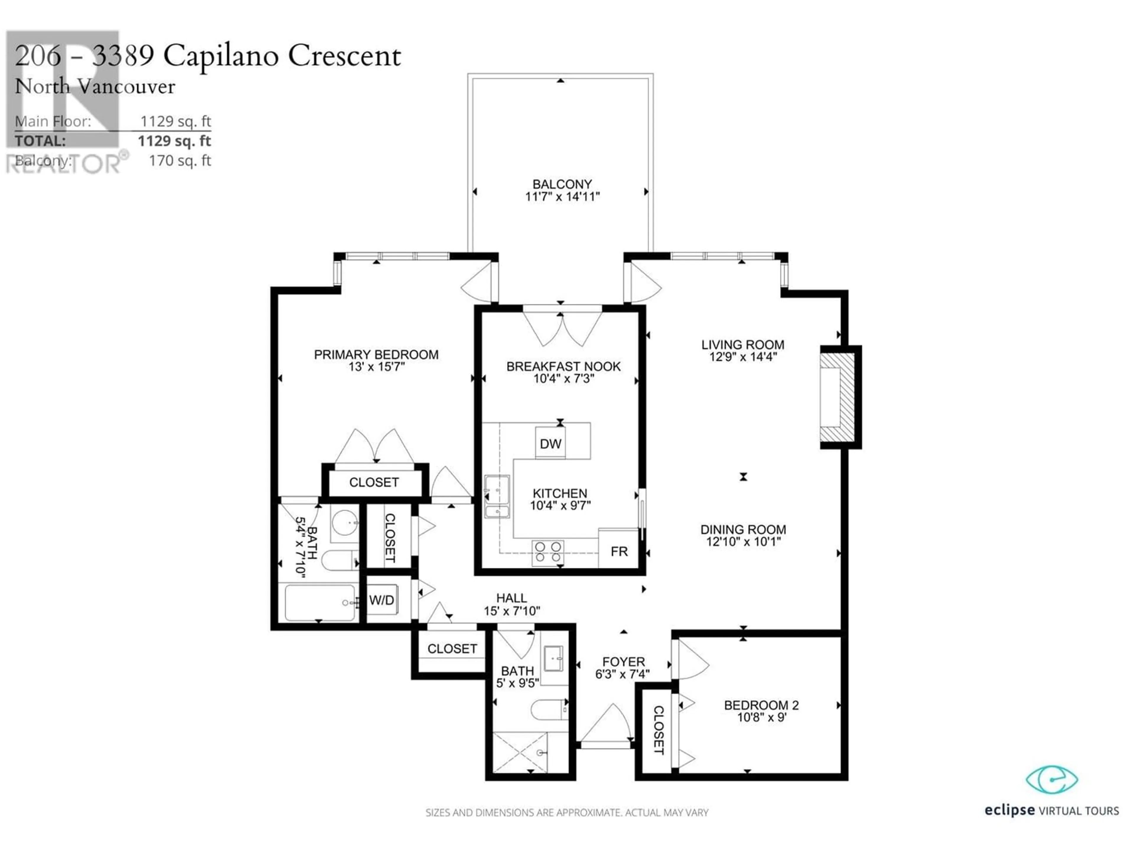 Floor plan for 206 3389 CAPILANO CRESCENT, North Vancouver British Columbia V7R4W7