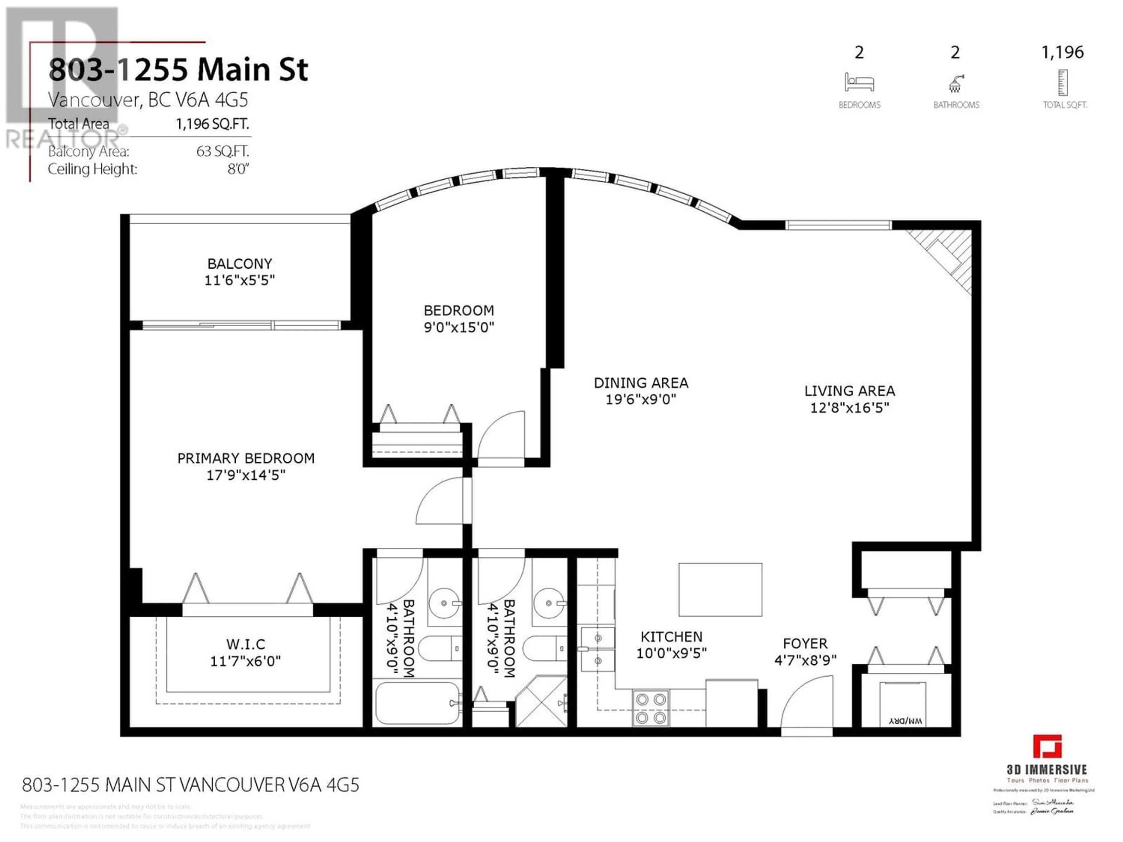 Floor plan for 803 1255 MAIN STREET, Vancouver British Columbia V6A4G5