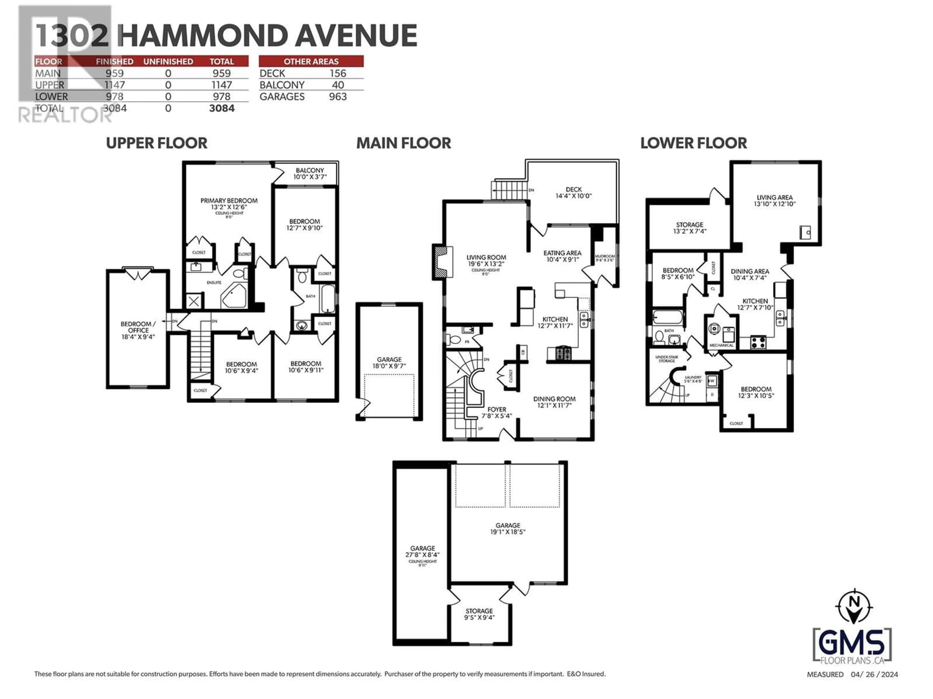 Floor plan for 1302 HAMMOND AVENUE, Coquitlam British Columbia V3K2P3