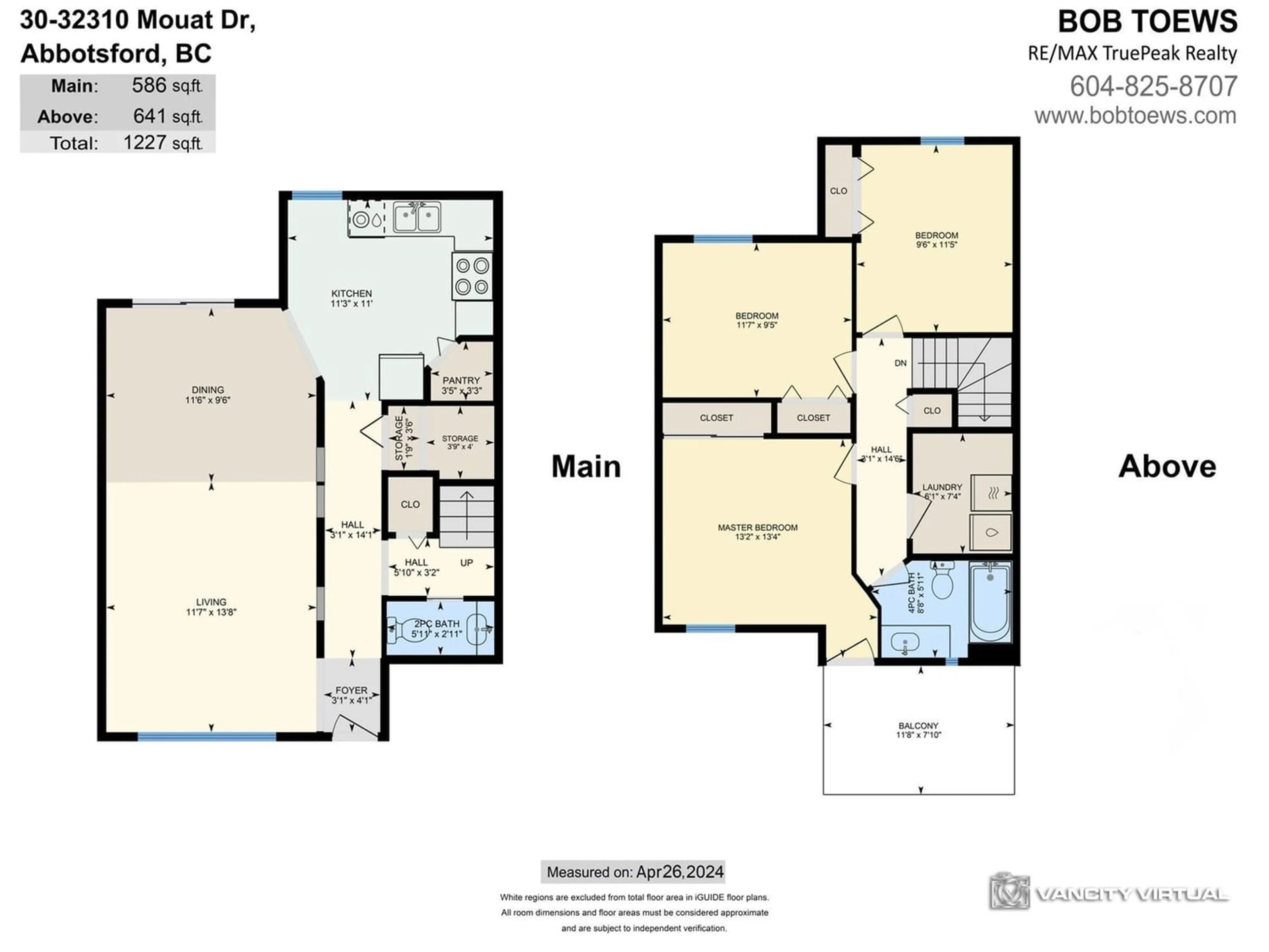 Floor plan for 30 32310 MOUAT DRIVE, Abbotsford British Columbia V2T4J1