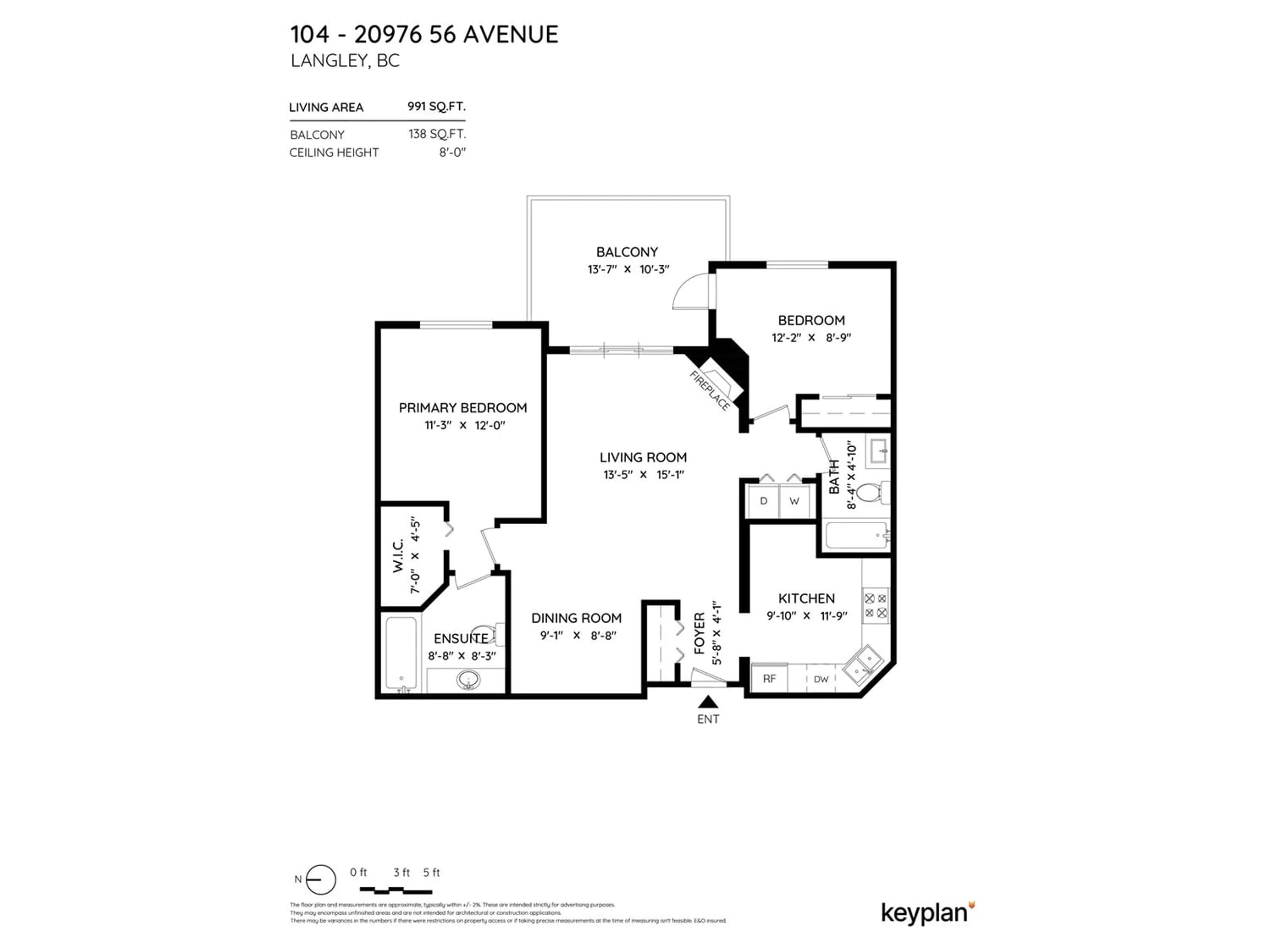 Floor plan for 104 20976 56 AVENUE, Langley British Columbia V3A7Z2