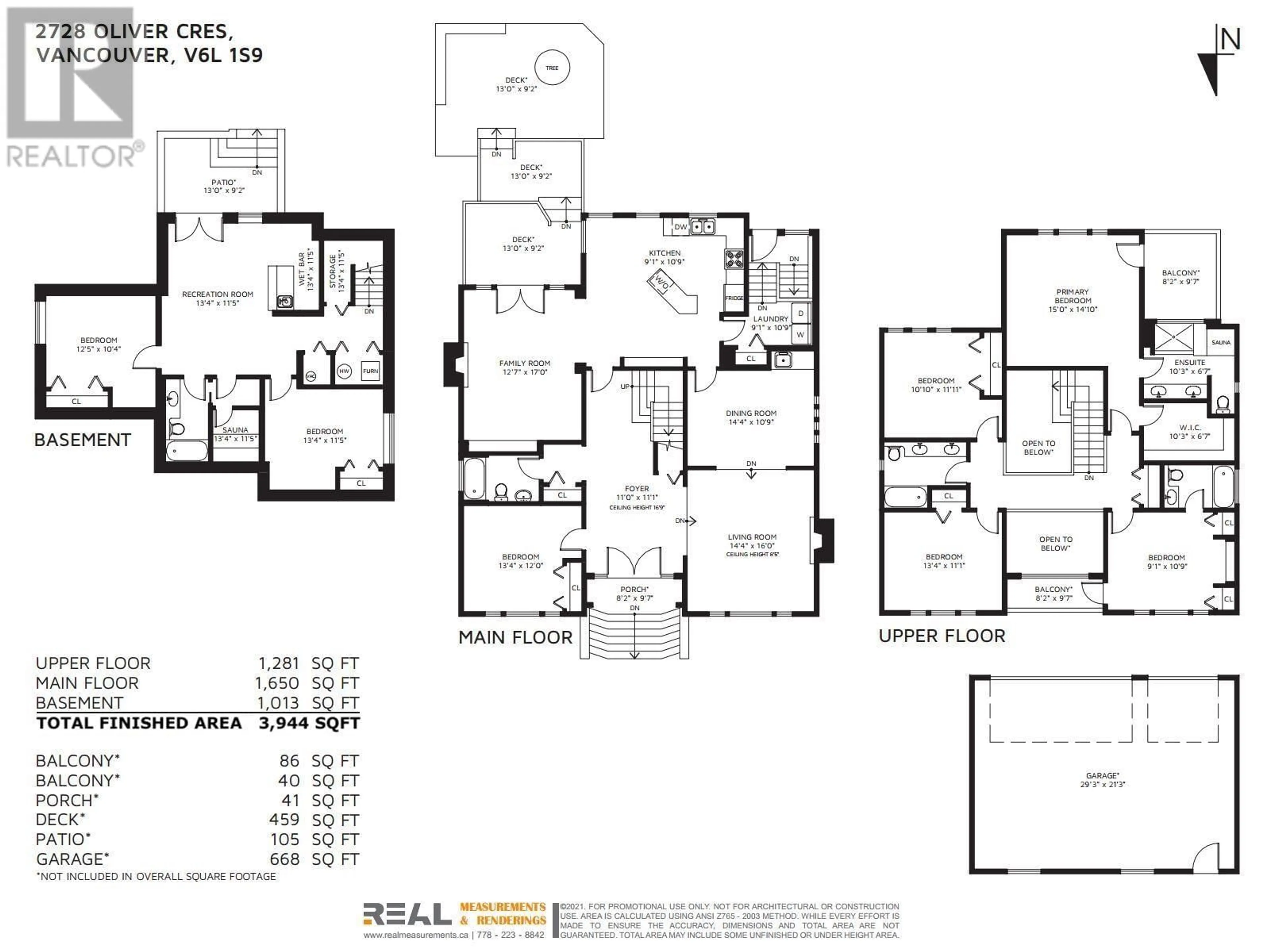 Floor plan for 2728 OLIVER CRESCENT, Vancouver British Columbia V6L1S9