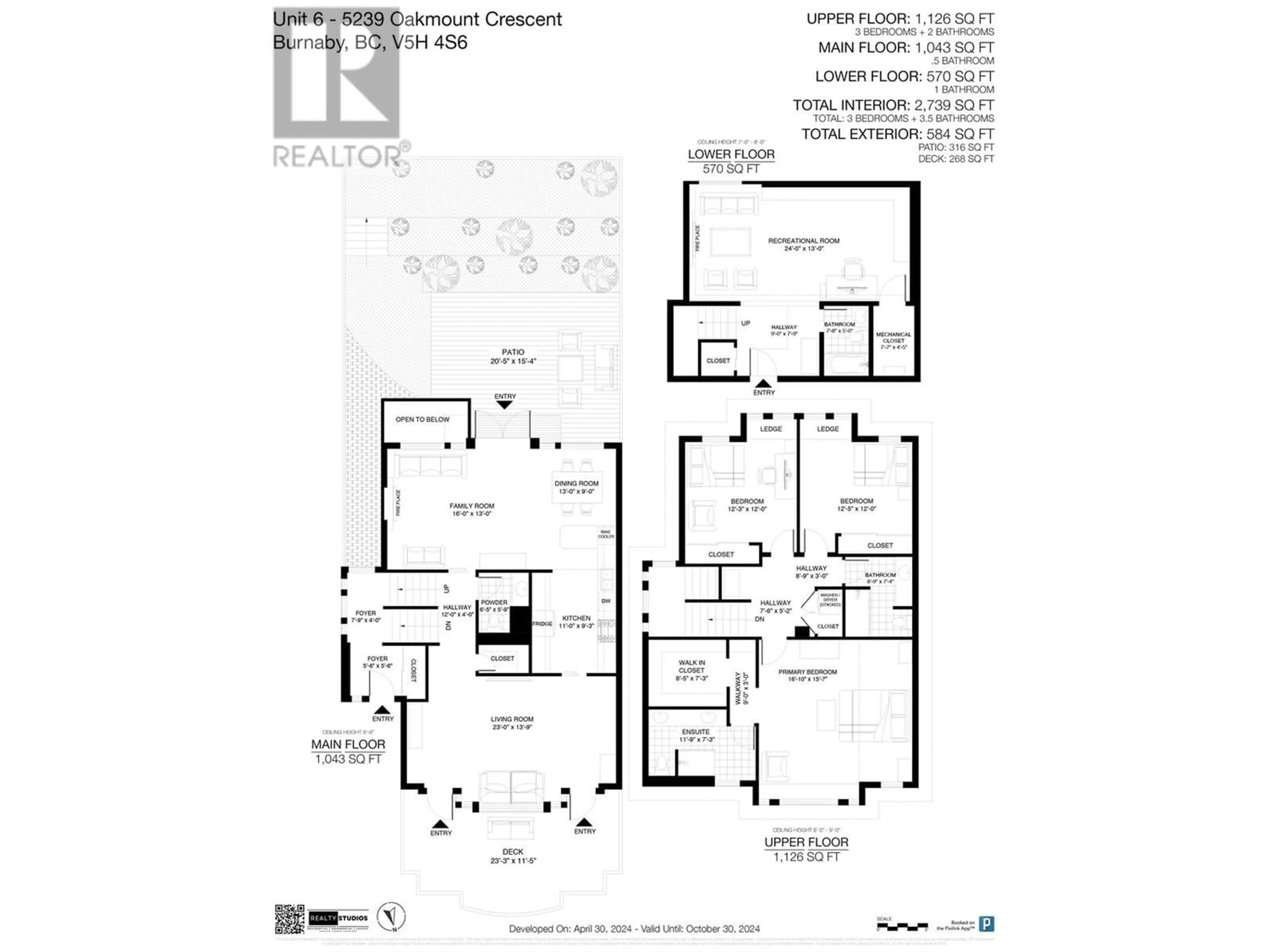 Floor plan for 6 5239 OAKMOUNT CRESCENT, Burnaby British Columbia V5H4S6