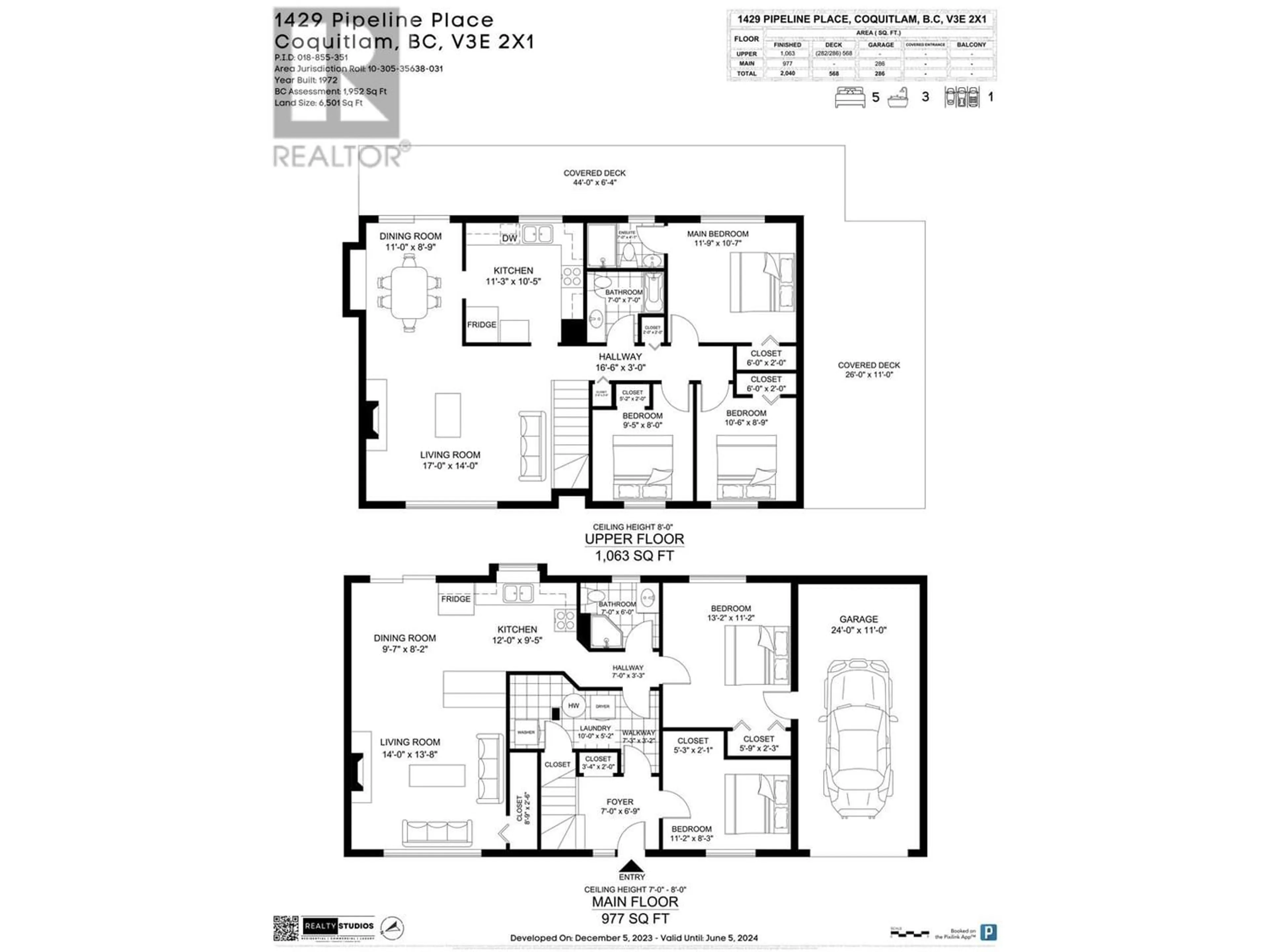 Floor plan for 1429 PIPELINE PLACE, Coquitlam British Columbia V3E2X1