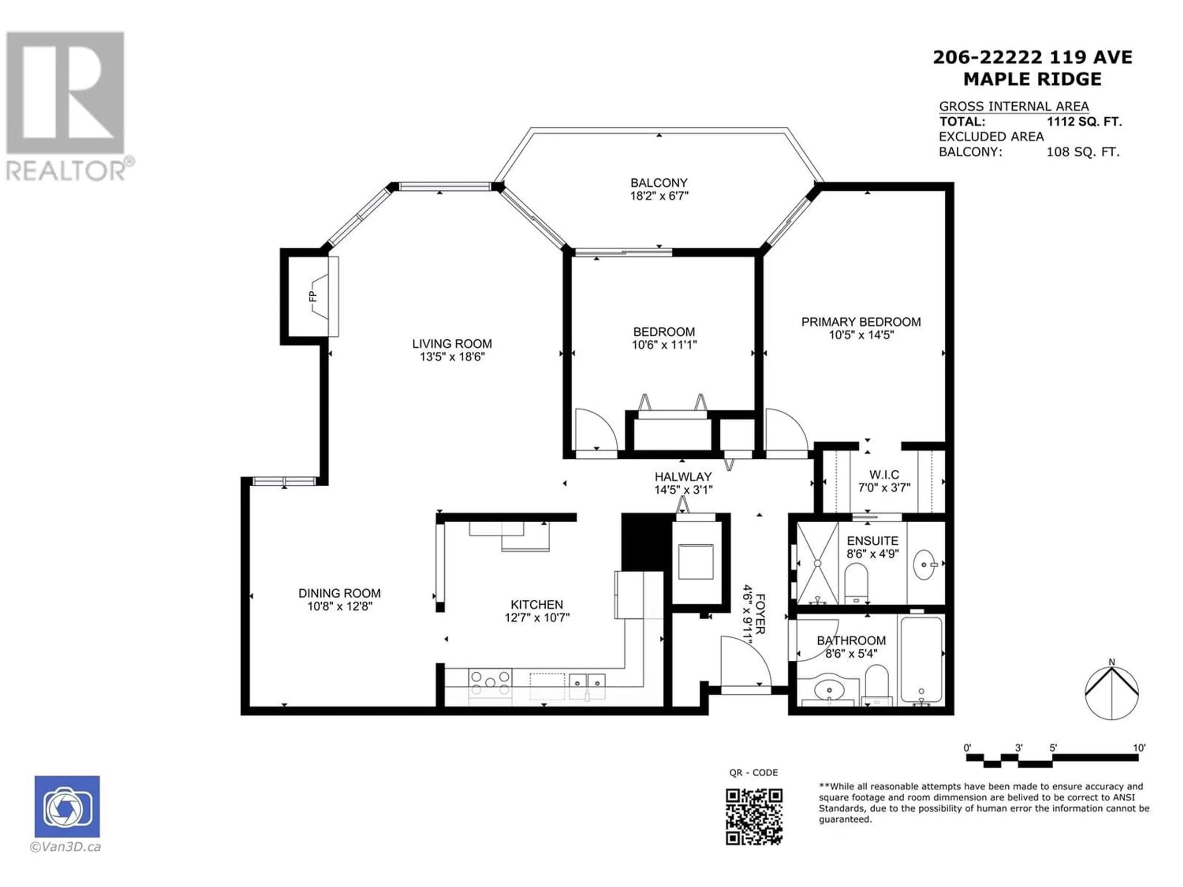 Floor plan for 206 22222 119 AVENUE, Maple Ridge British Columbia V2X2Y9