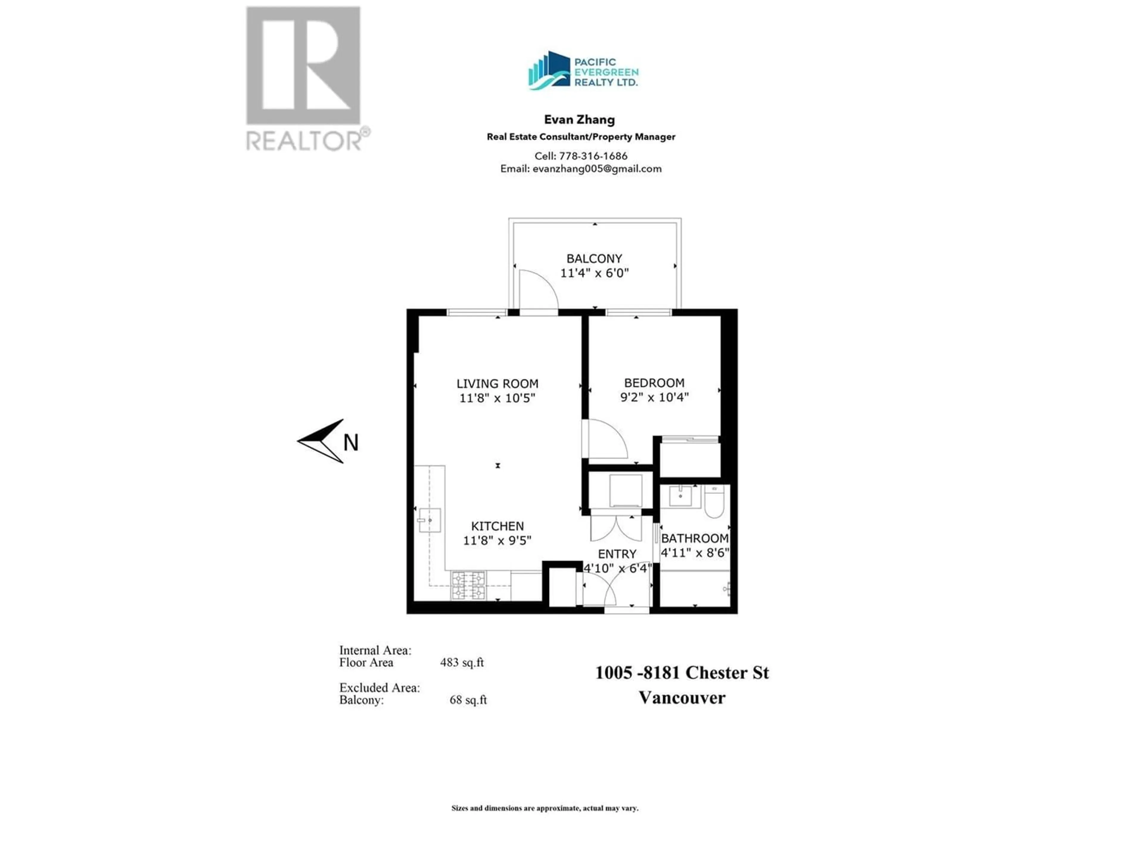 Floor plan for 1005 8181 CHESTER STREET, Vancouver British Columbia V5X0J9