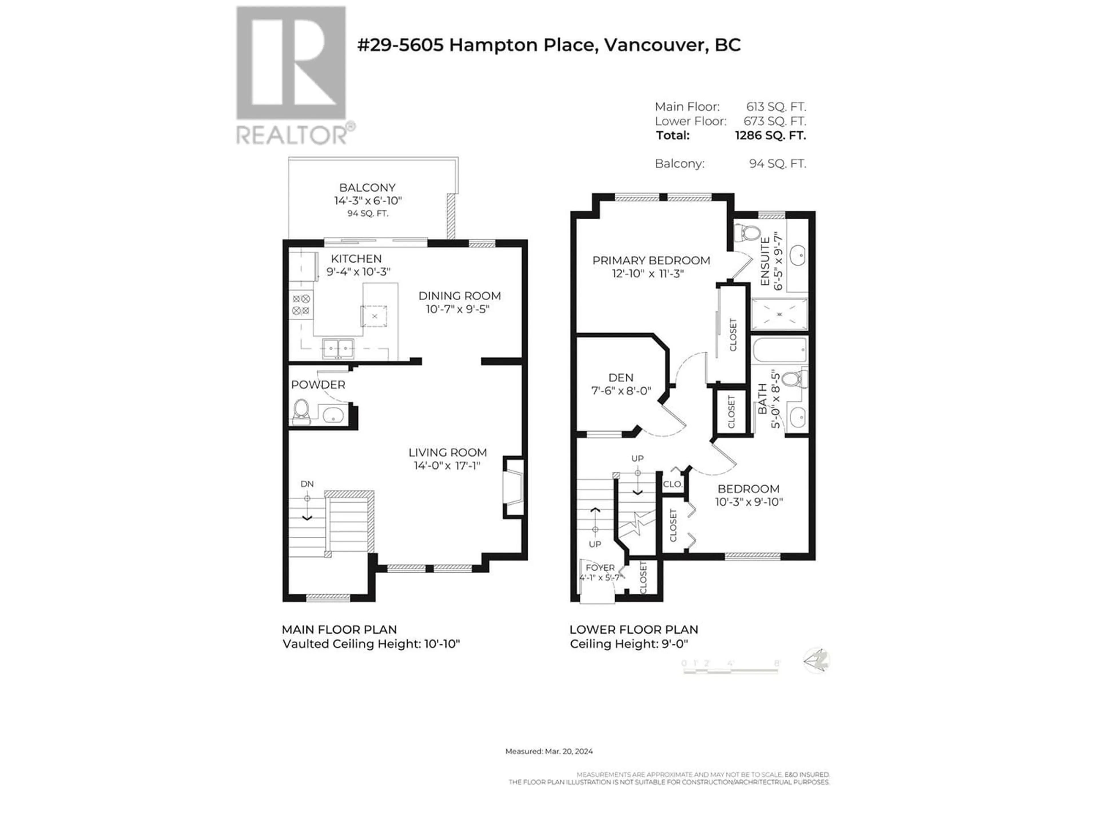 Floor plan for 29 5605 HAMPTON PLACE, Vancouver British Columbia V6T2H2