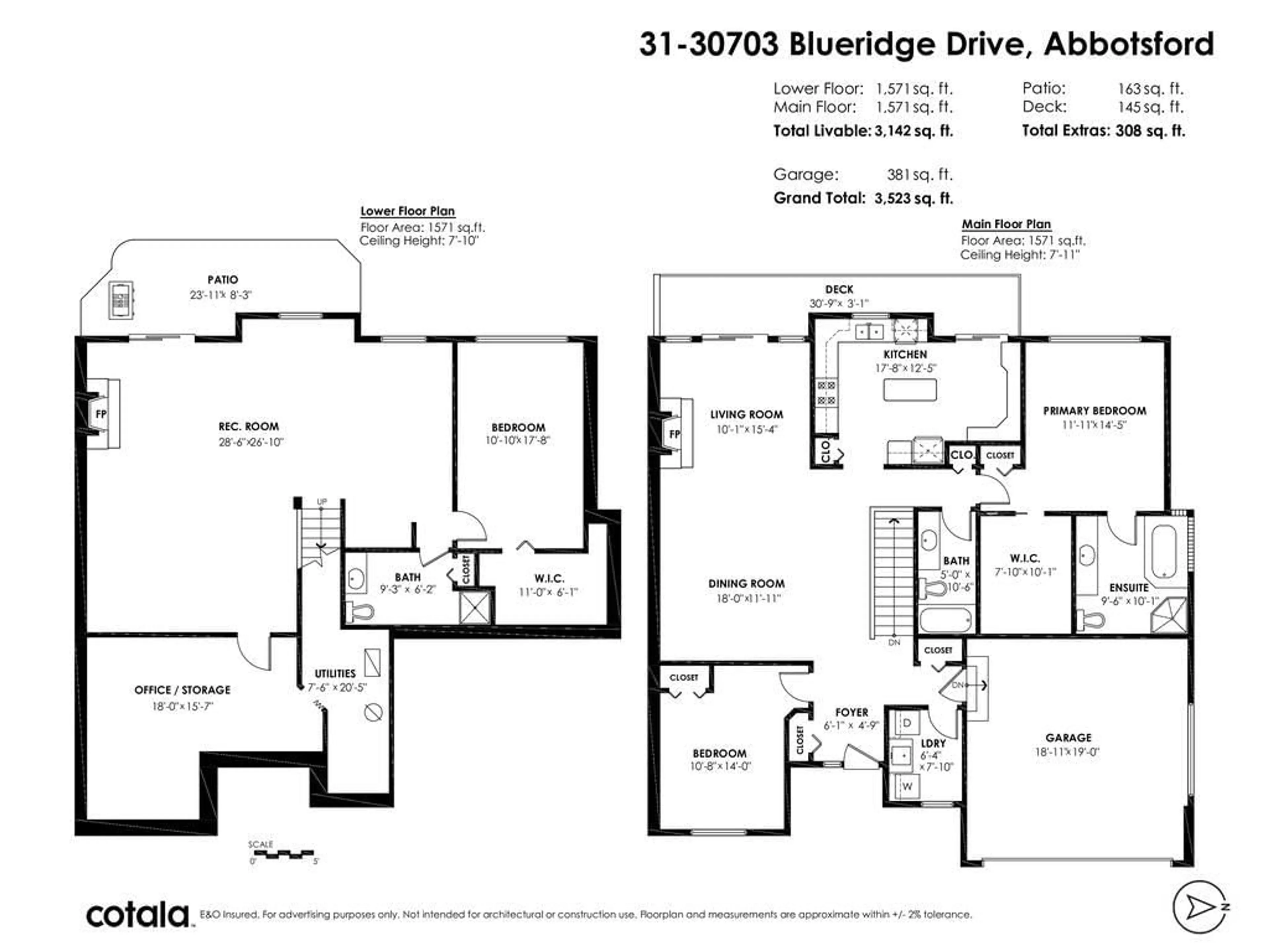 Floor plan for 31 30703 BLUERIDGE DRIVE, Abbotsford British Columbia V2T6M8