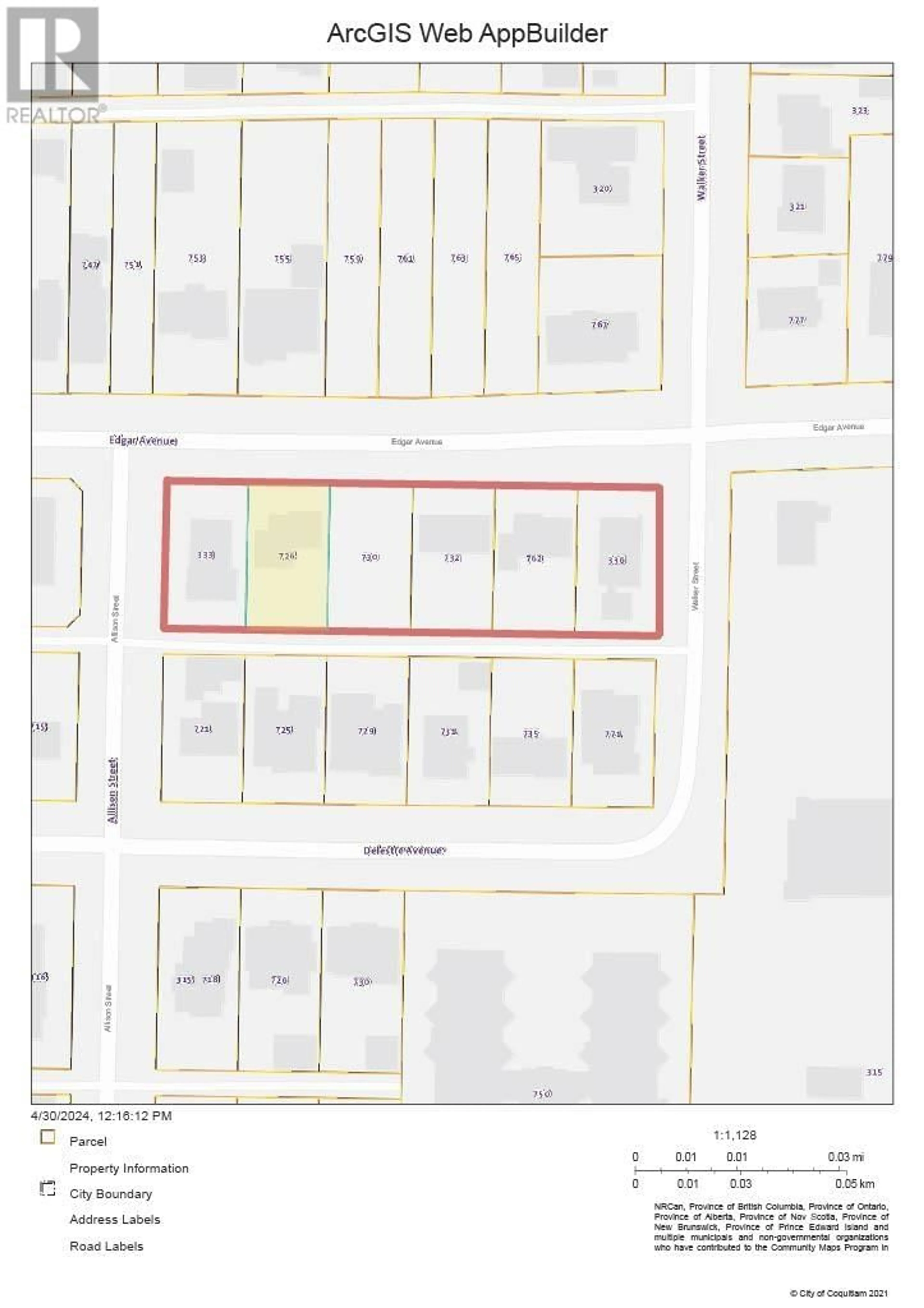 Picture of a map for 726 EDGAR AVENUE, Coquitlam British Columbia V3K2J5