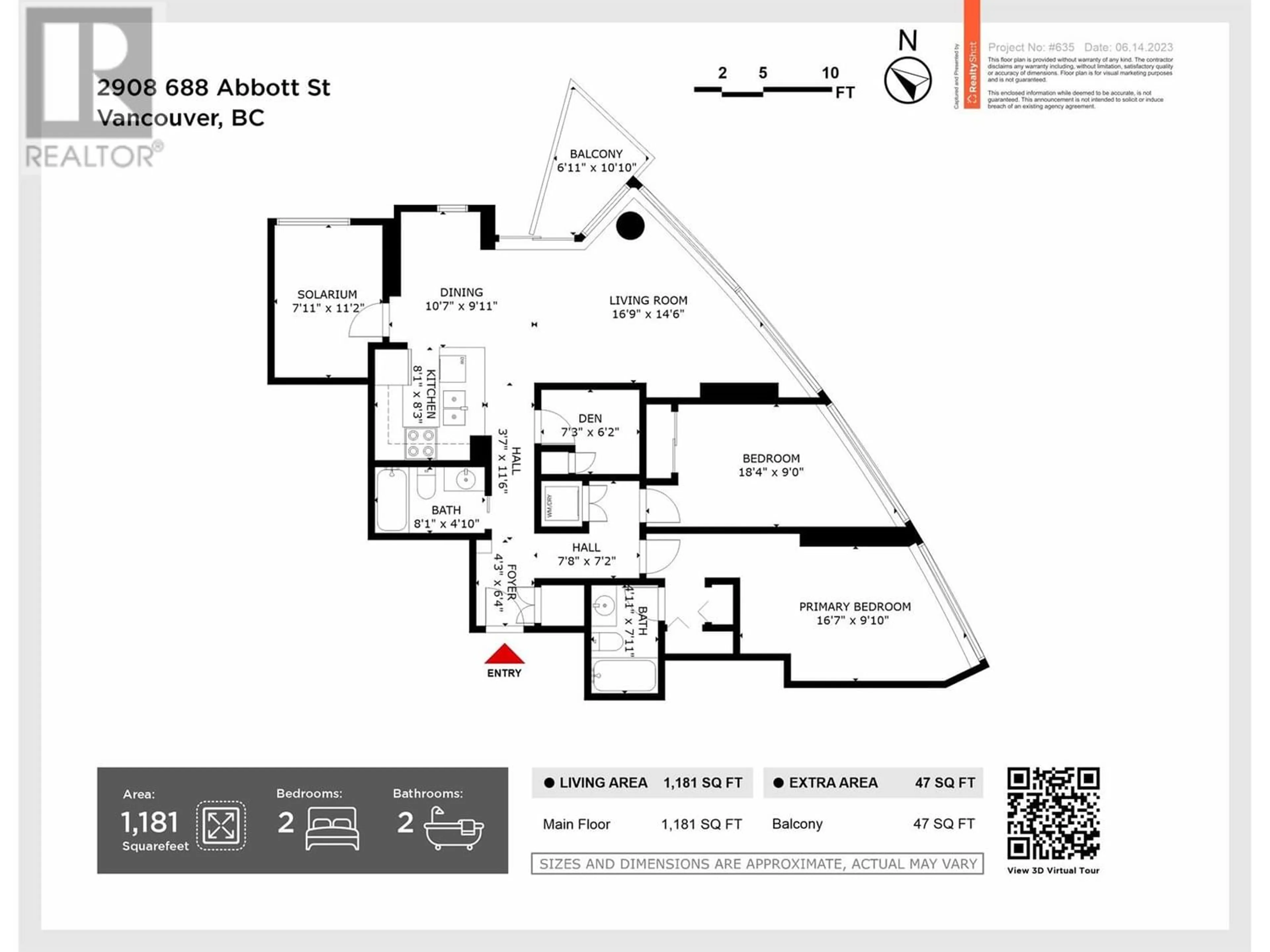 Floor plan for 2908 688 ABBOTT STREET, Vancouver British Columbia V6B0B9