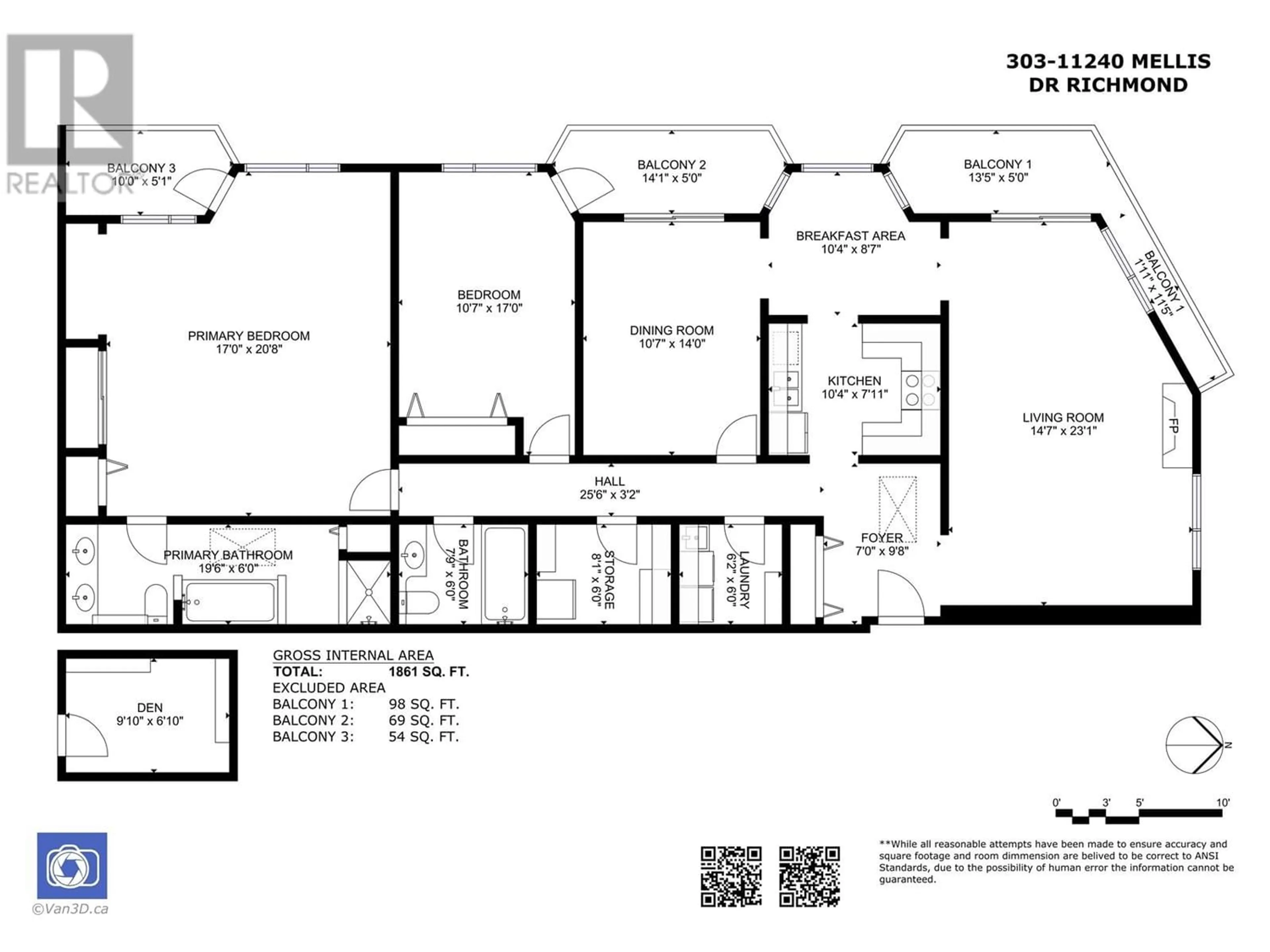 Floor plan for 303 11240 MELLIS DRIVE, Richmond British Columbia V6X1L7