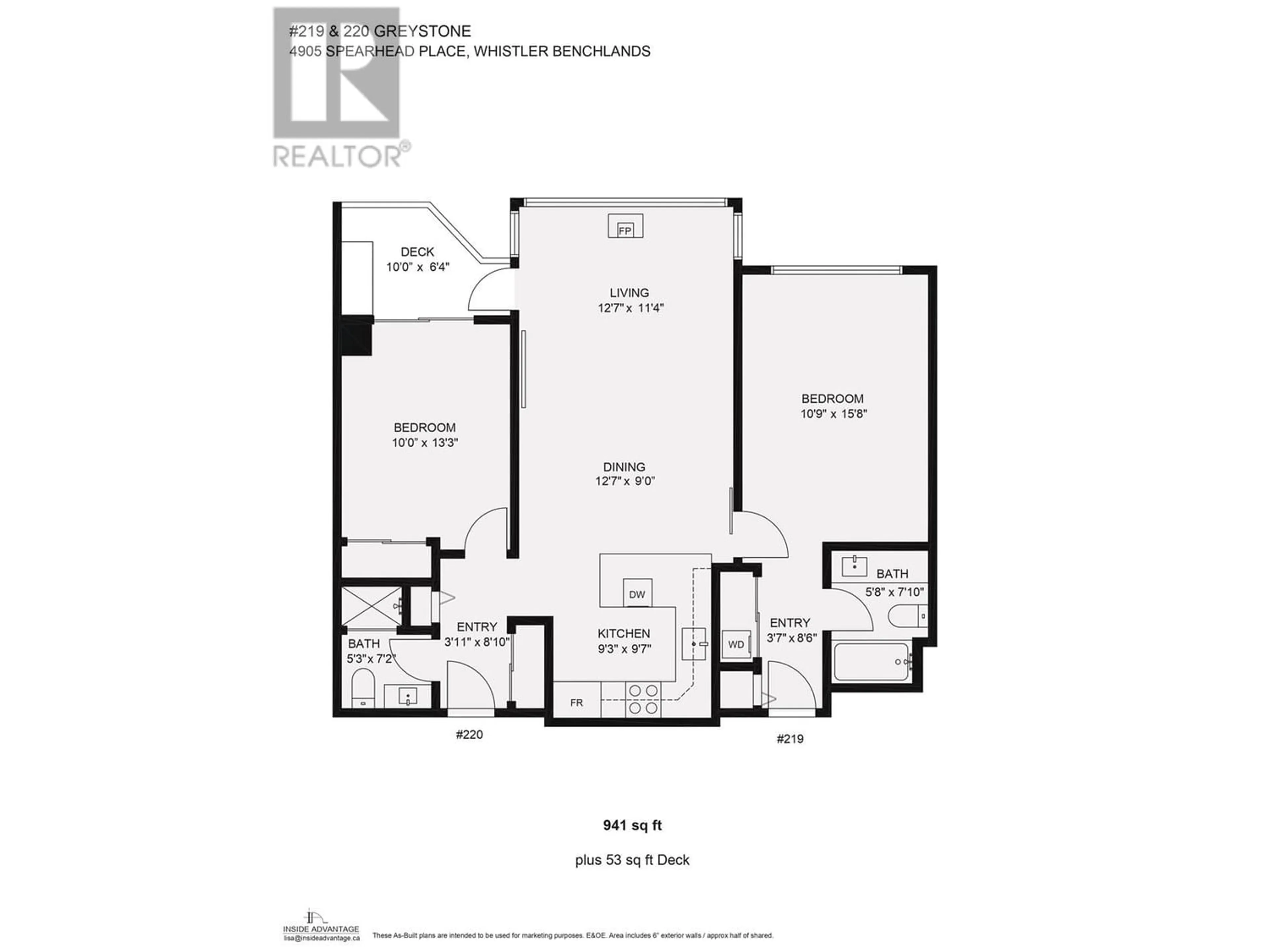 Floor plan for 219/220 4905 SPEARHEAD PLACE, Whistler British Columbia V0N1B4