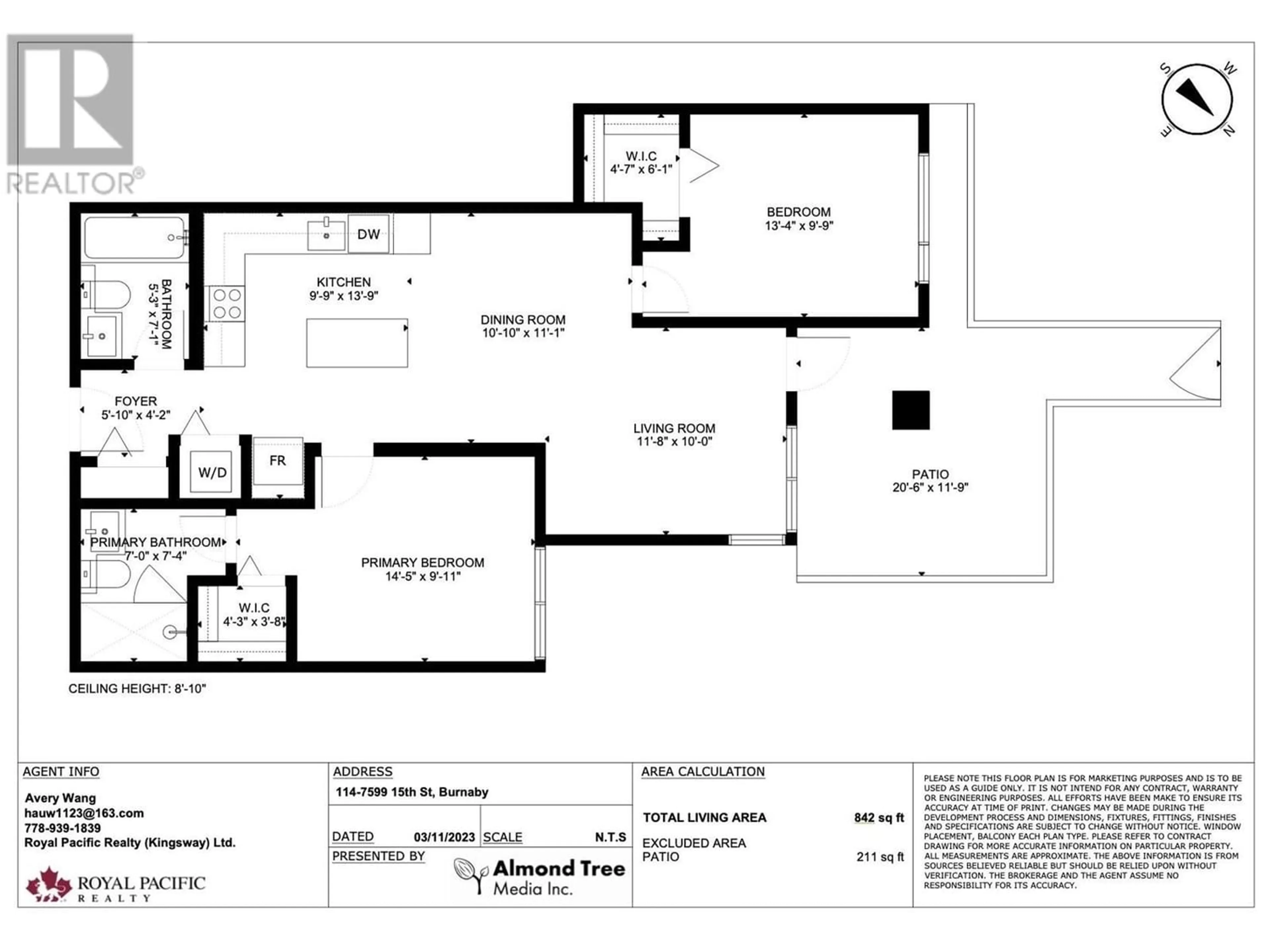 Floor plan for 114 7599 15TH STREET, Burnaby British Columbia V3N0H9