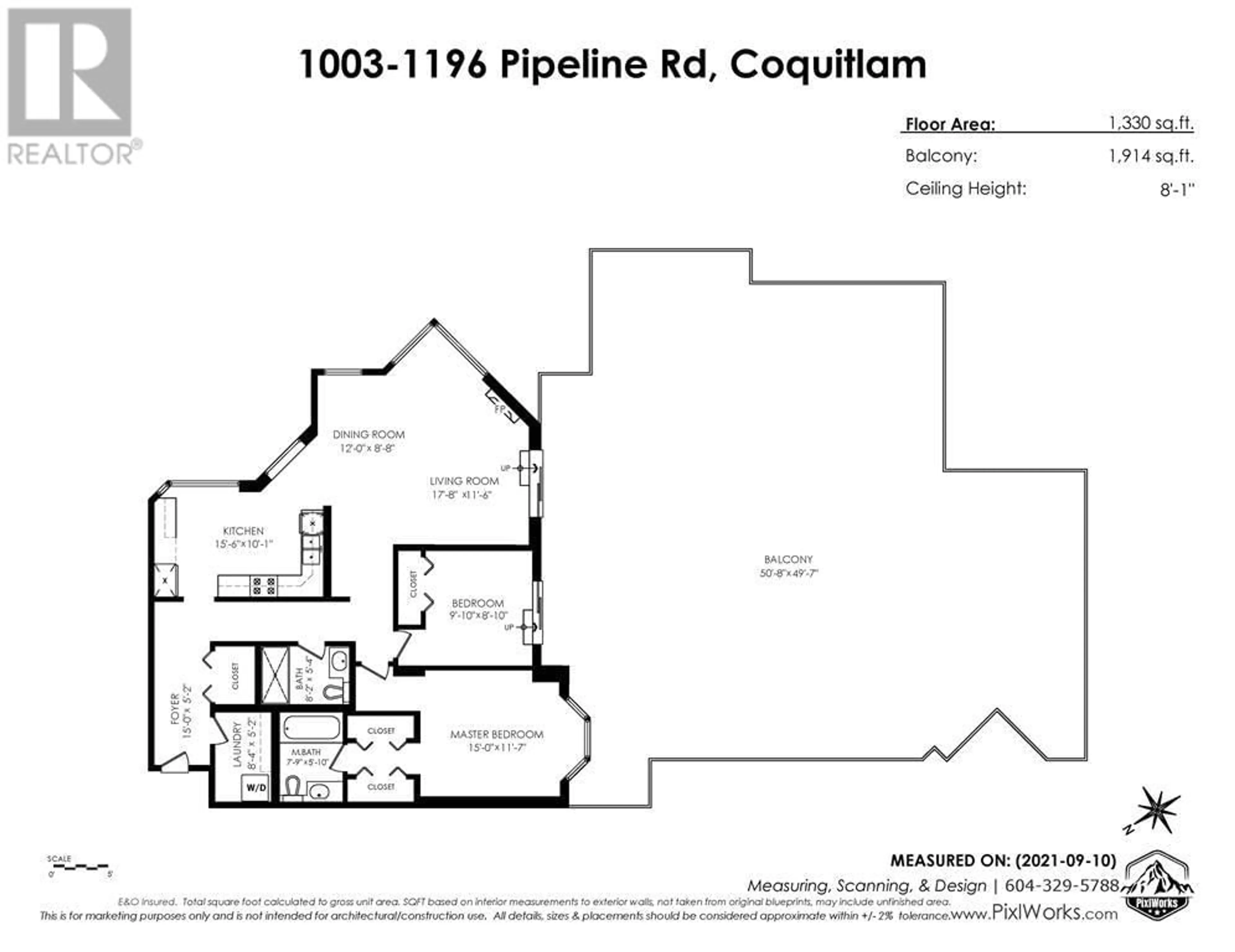 Floor plan for 1003 1196 PIPELINE ROAD, Coquitlam British Columbia V3B7Z6