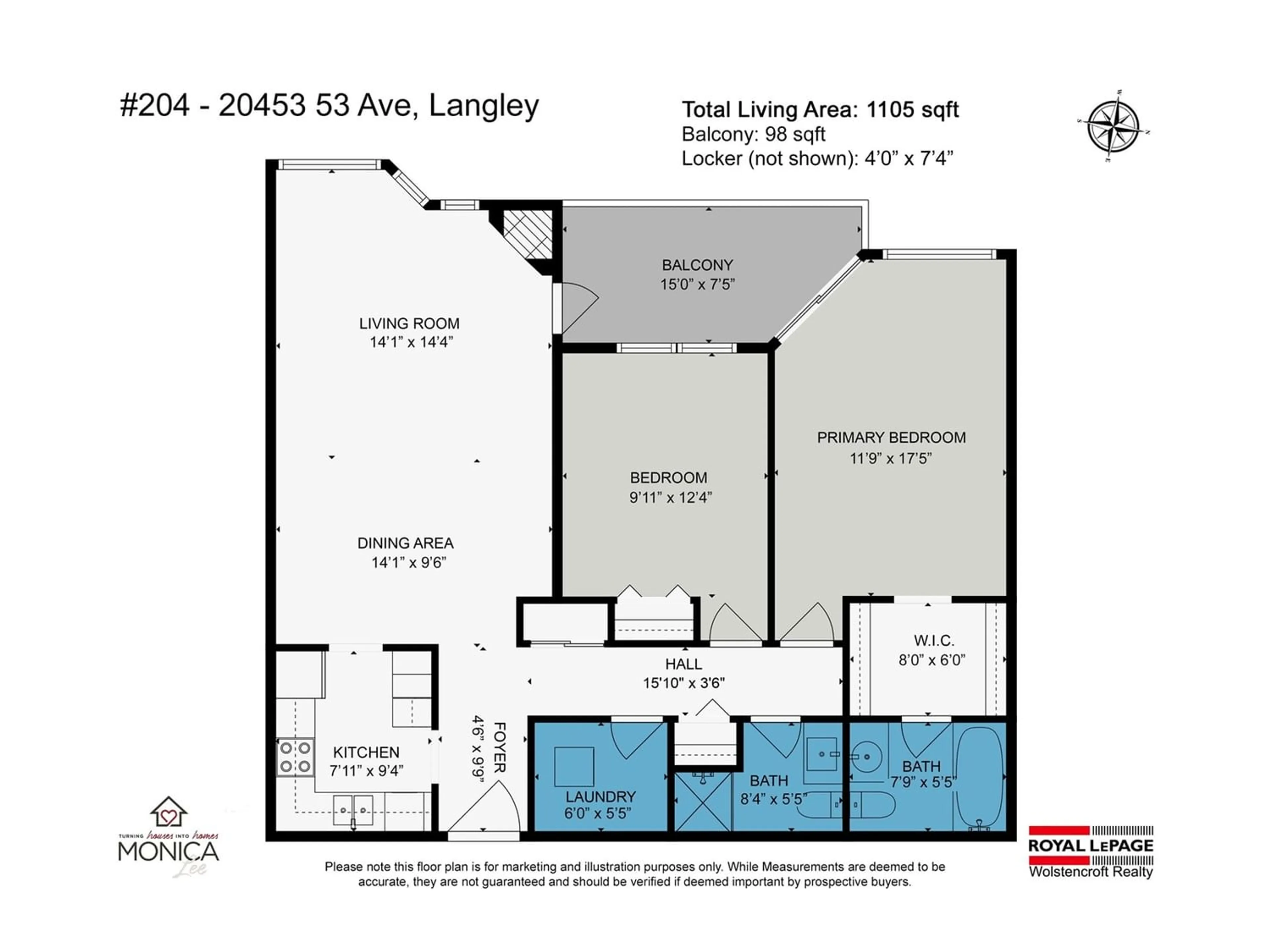 Floor plan for 204 20453 53 AVENUE, Langley British Columbia V3A7A6
