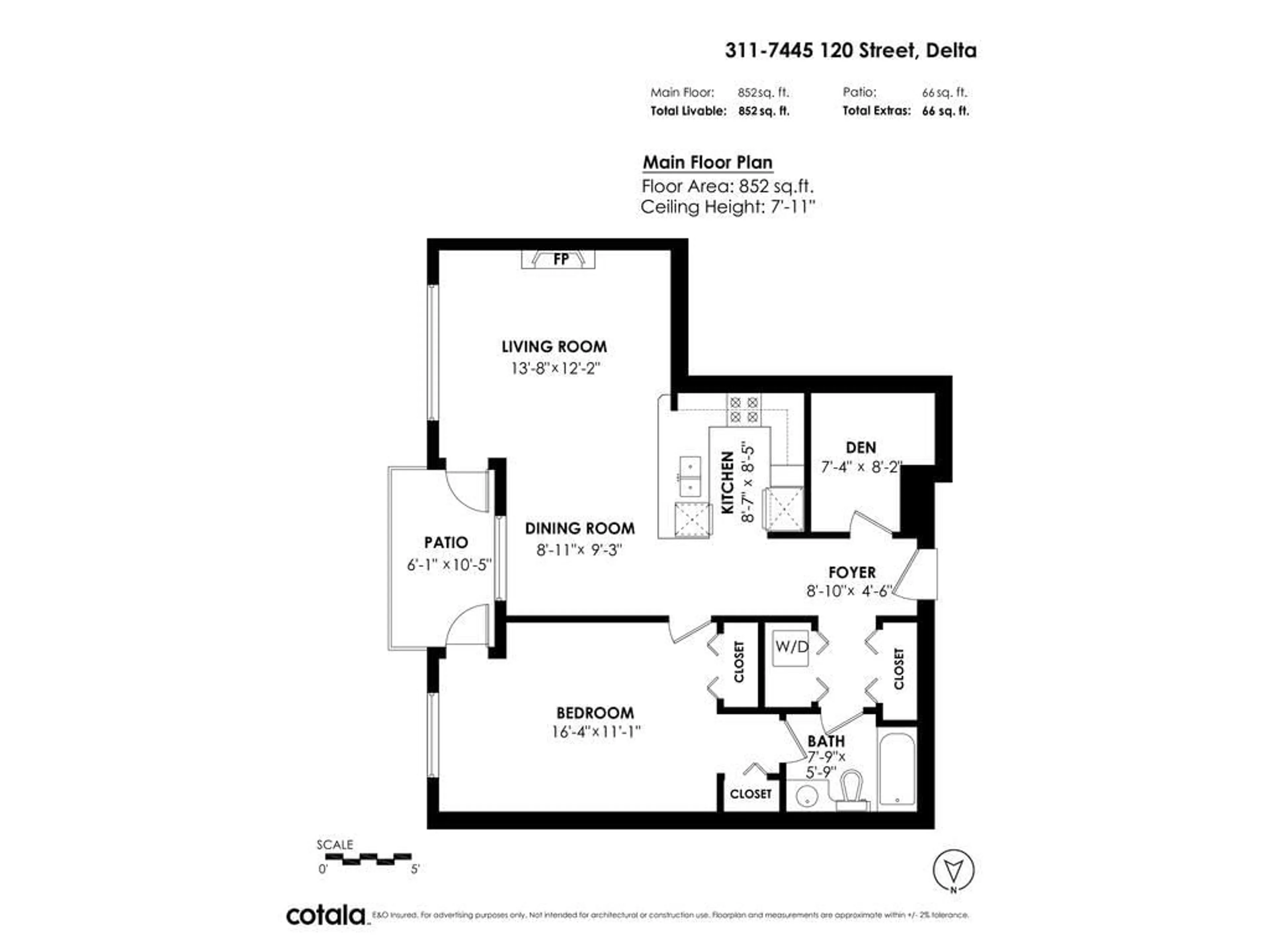 Floor plan for 311 7445 120 STREET, Delta British Columbia V4C0B3