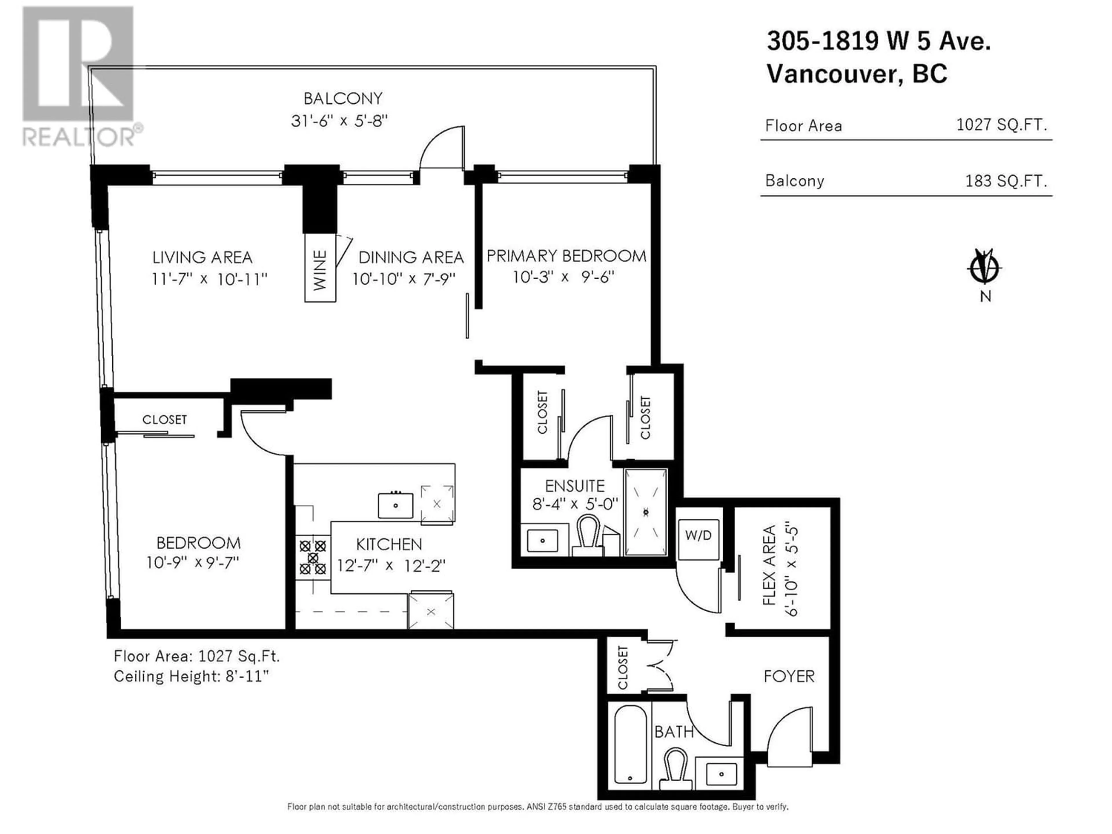 Floor plan for 305 1819 W 5TH AVENUE, Vancouver British Columbia V6J1P5
