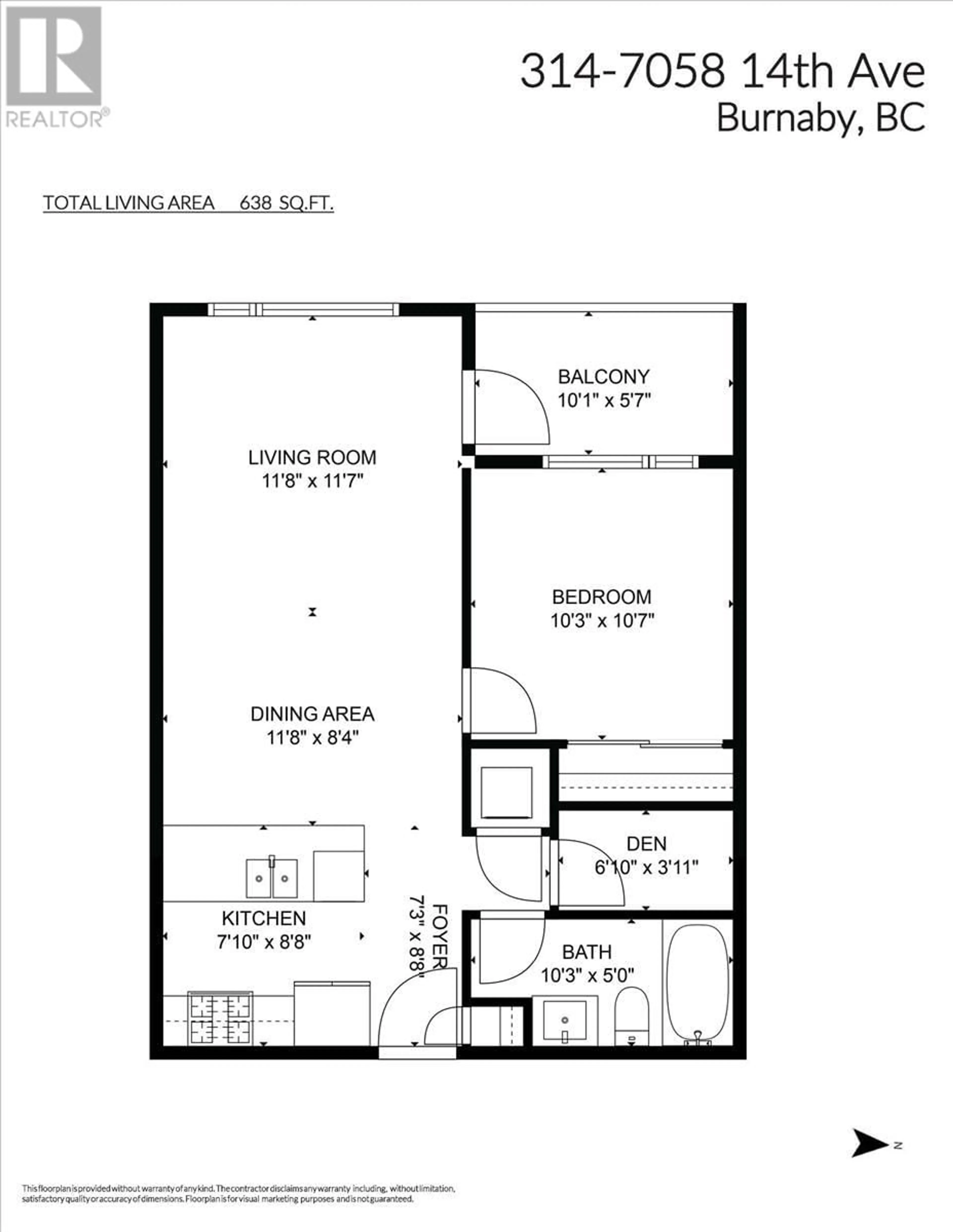 Floor plan for 314 7058 14TH AVENUE, Burnaby British Columbia V3N0E6
