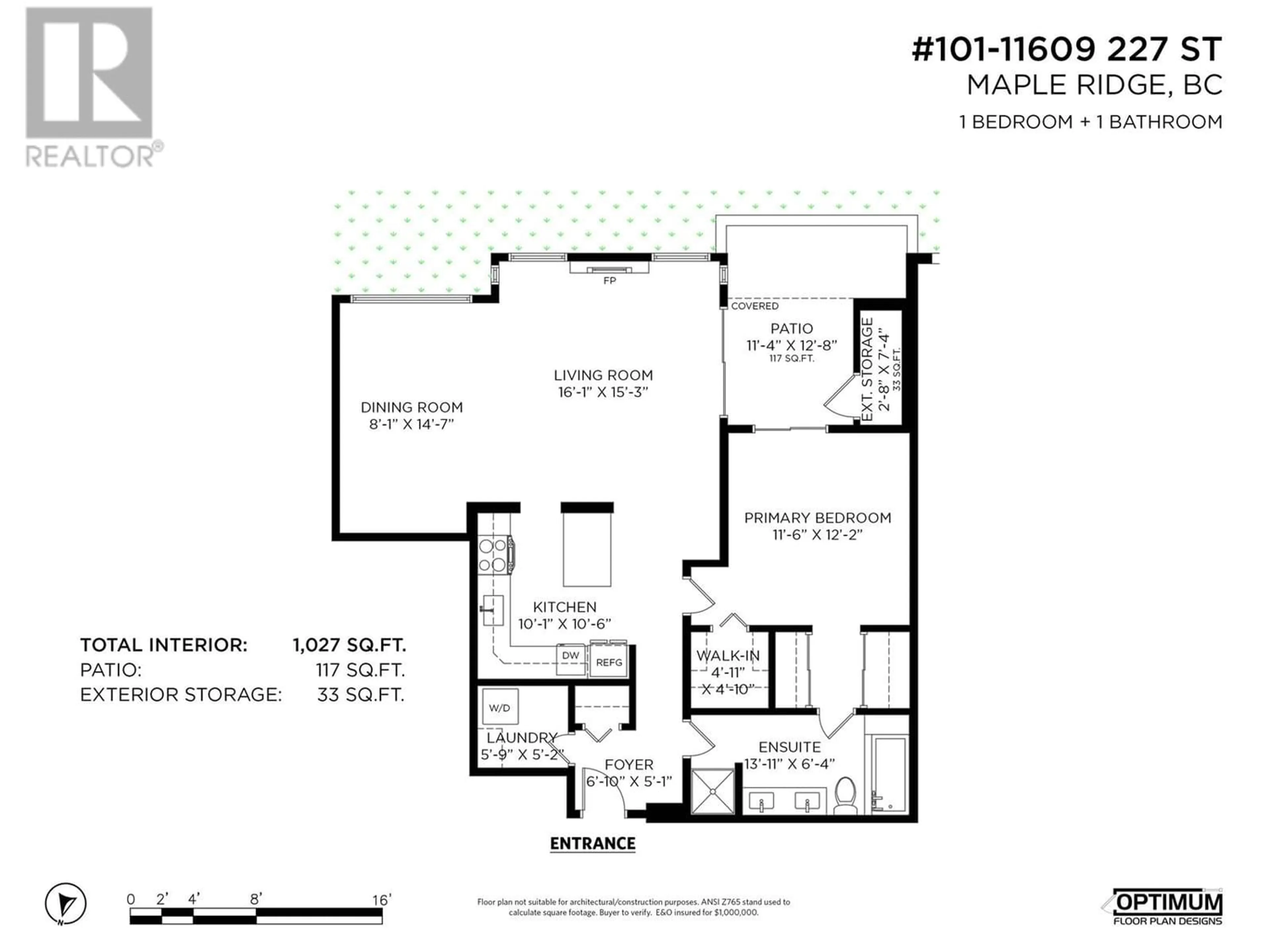 Floor plan for 101 11609 227 STREET, Maple Ridge British Columbia V2X2L9