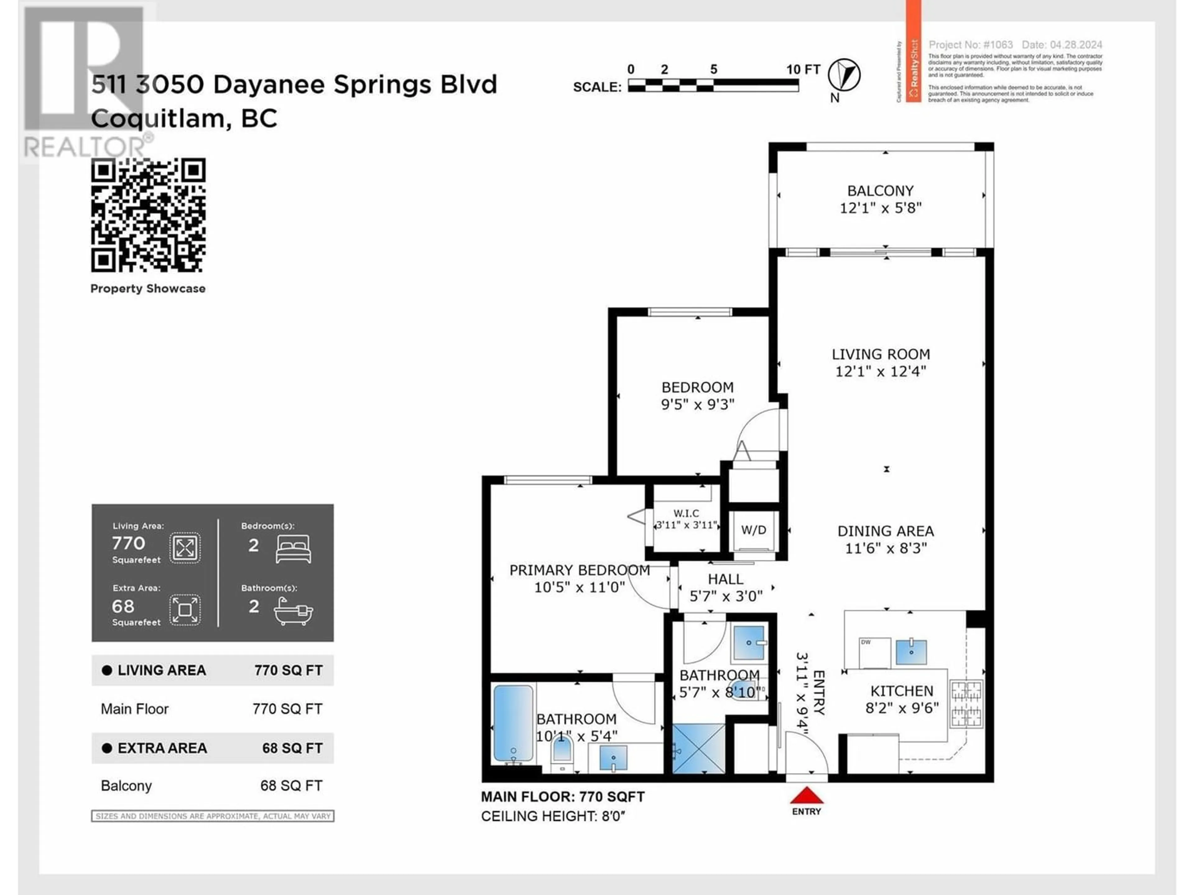Floor plan for 511 3050 DAYANEE SPRINGS BOULEVARD, Coquitlam British Columbia V3E0A2