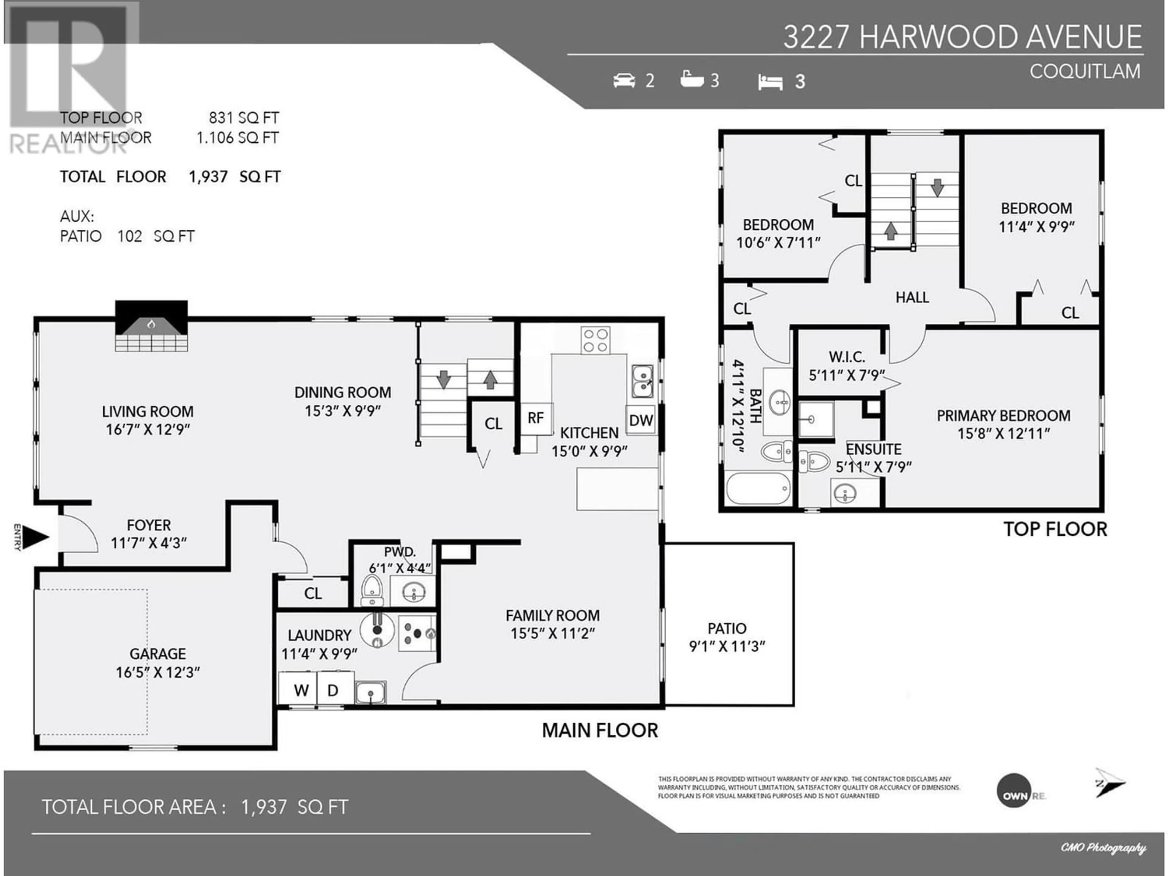 Floor plan for 3227 HARWOOD AVENUE, Coquitlam British Columbia V3E1T7