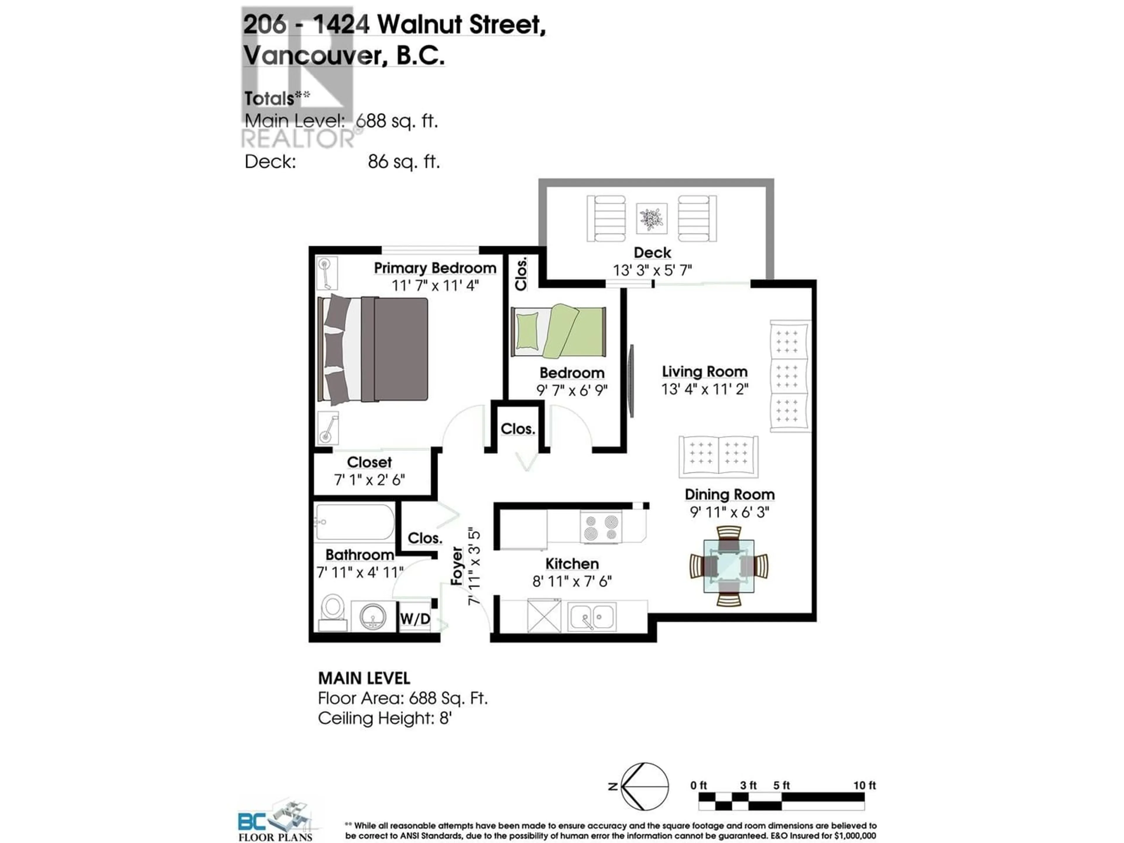 Floor plan for 206 1424 WALNUT STREET, Vancouver British Columbia V6J3R3