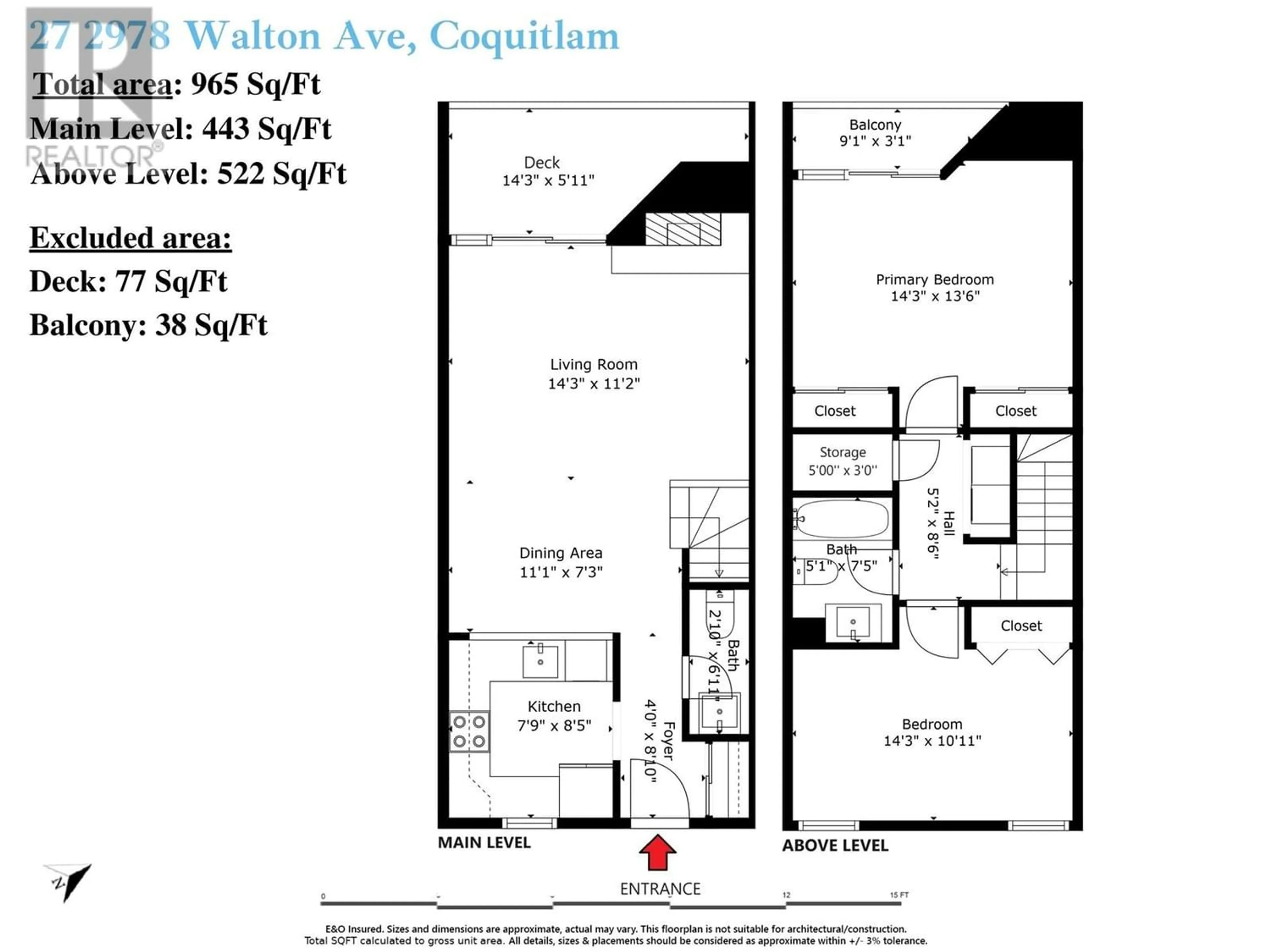 Floor plan for 27 2978 WALTON AVENUE, Coquitlam British Columbia V3B6V6