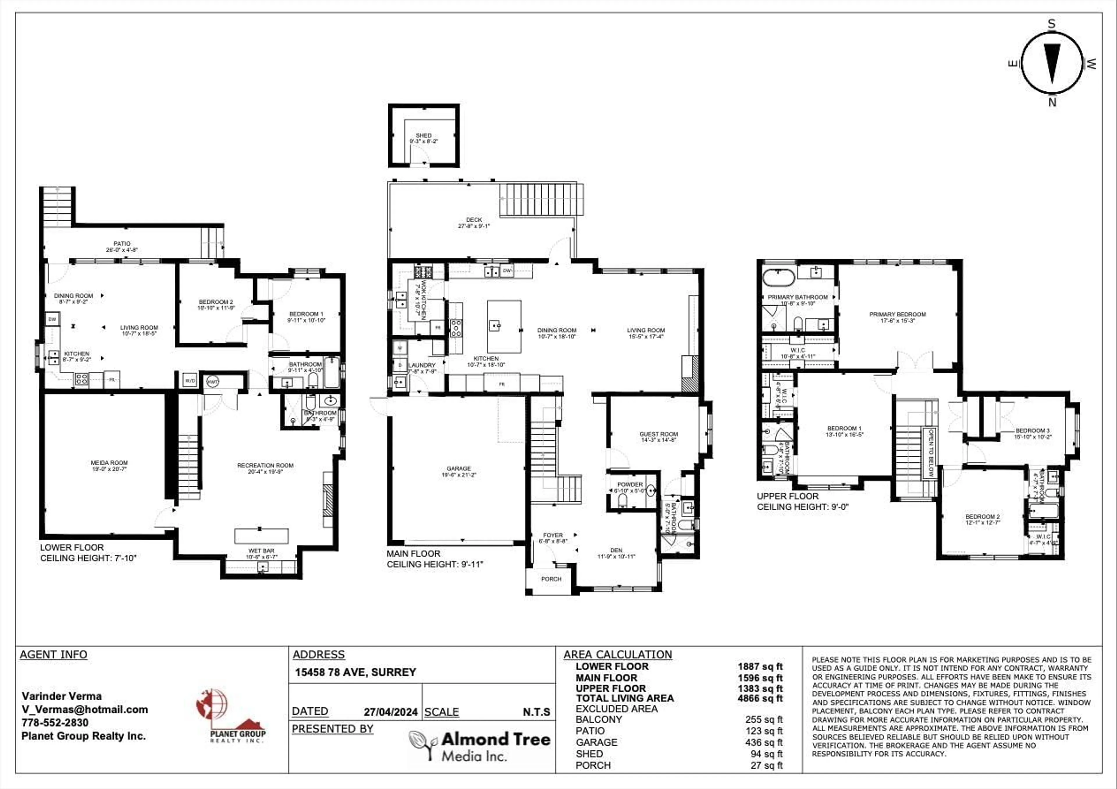 Floor plan for 15458 78 AVENUE, Surrey British Columbia V3S1C2