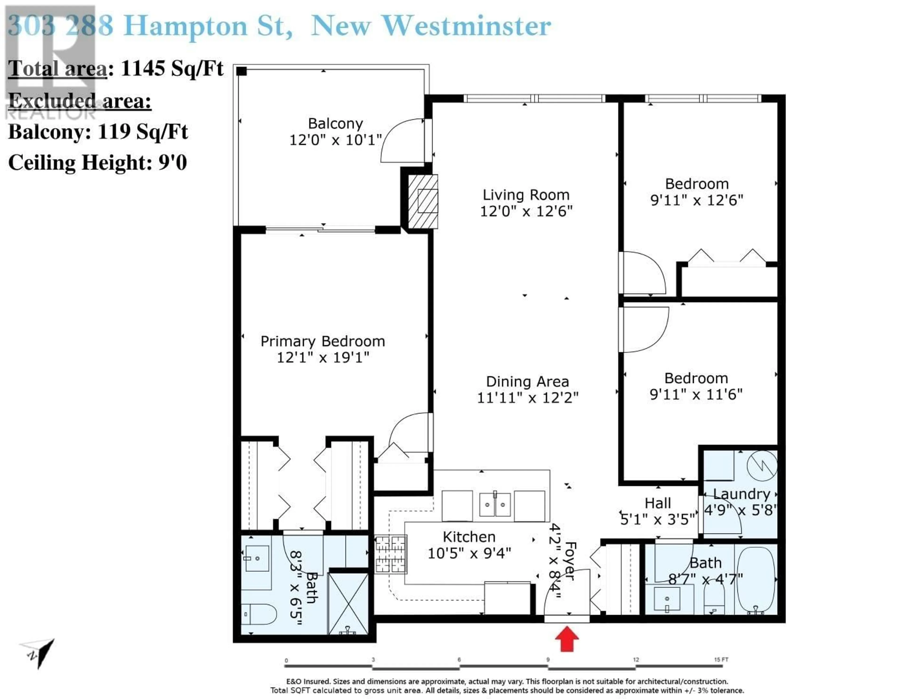 Floor plan for 303 288 HAMPTON STREET, New Westminster British Columbia V3M5L9