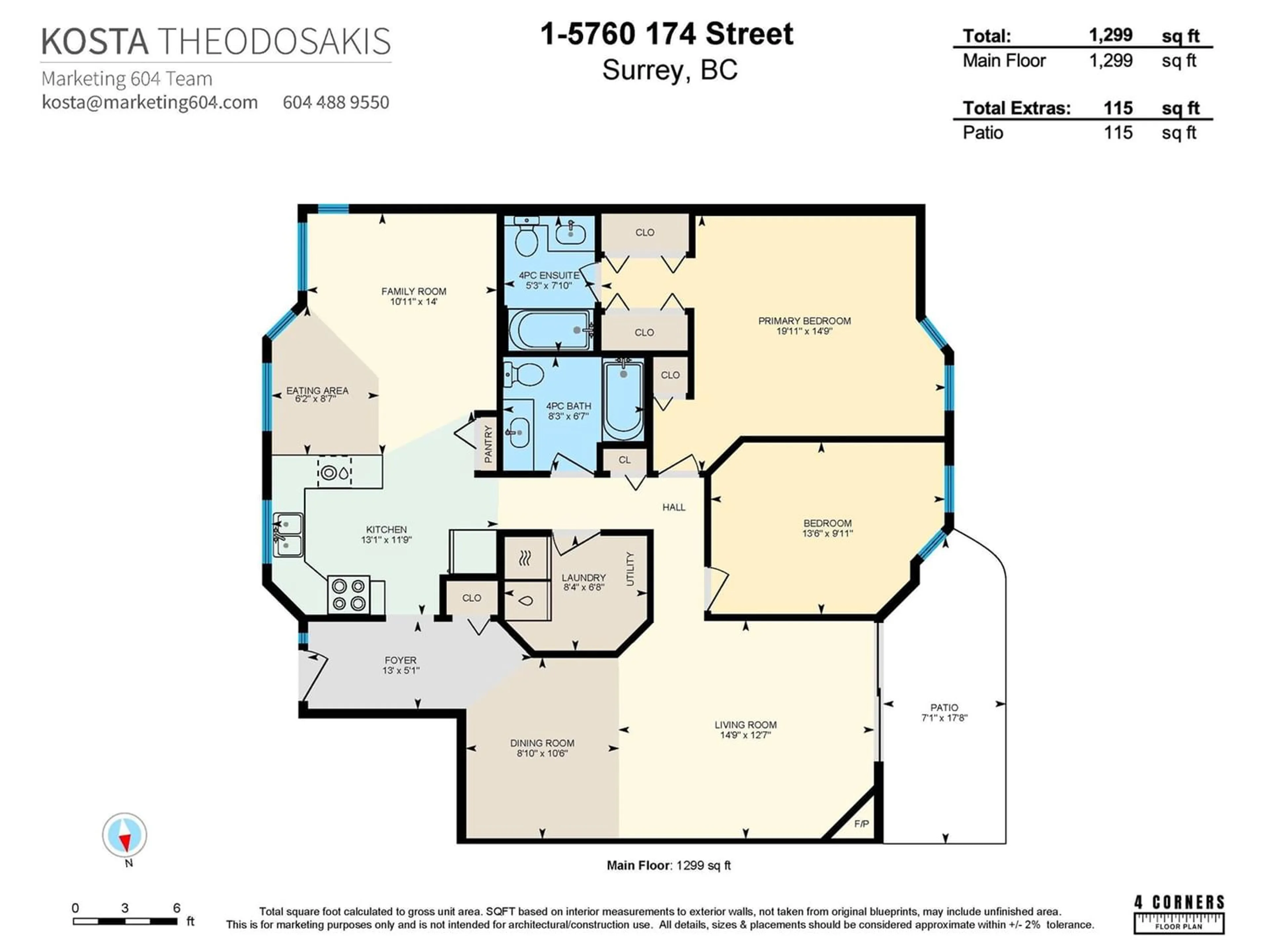 Floor plan for 1 5760 174 STREET, Surrey British Columbia V3S7K3