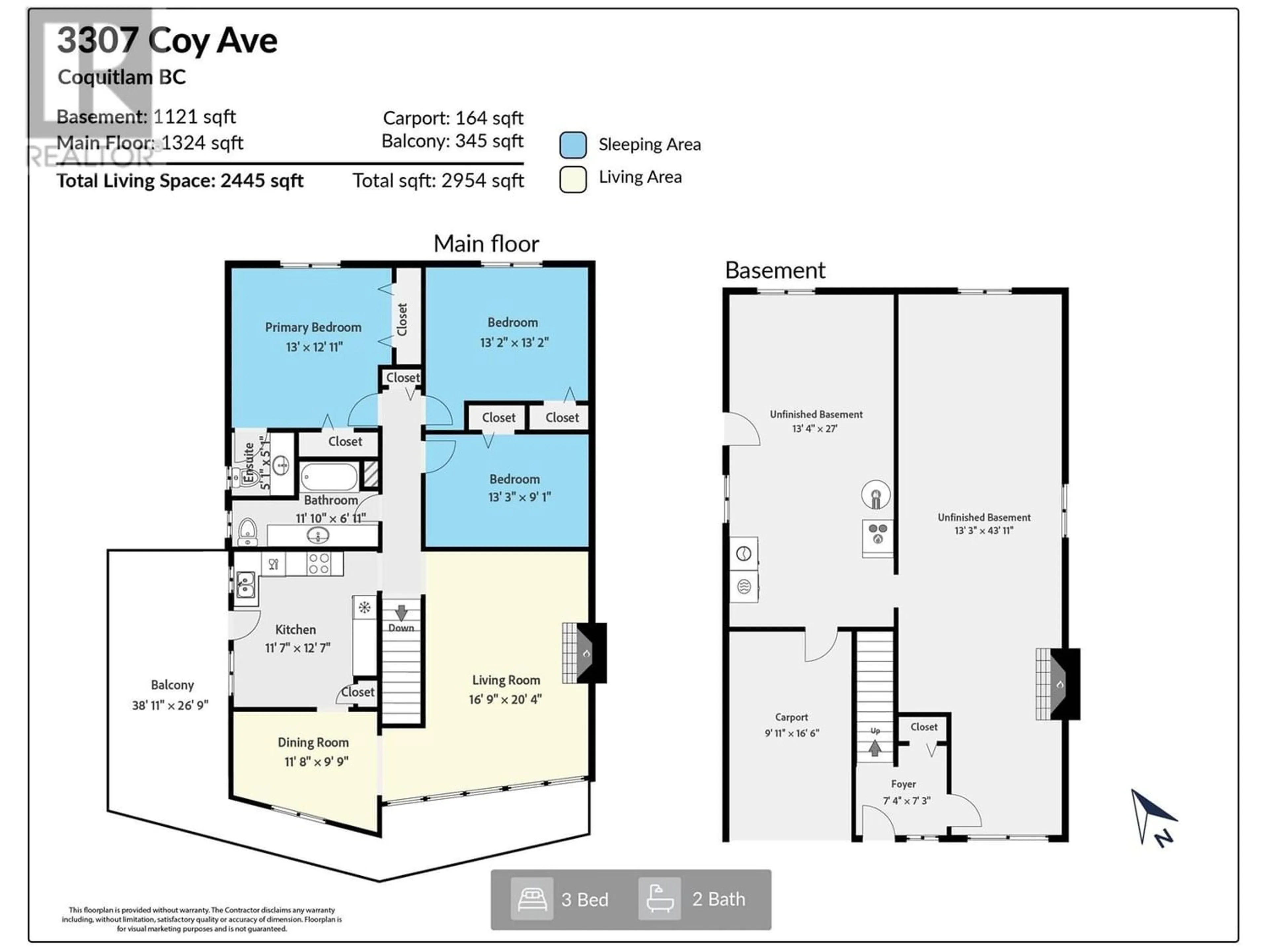 Floor plan for 3307 COY AVENUE, Coquitlam British Columbia V3E3H3