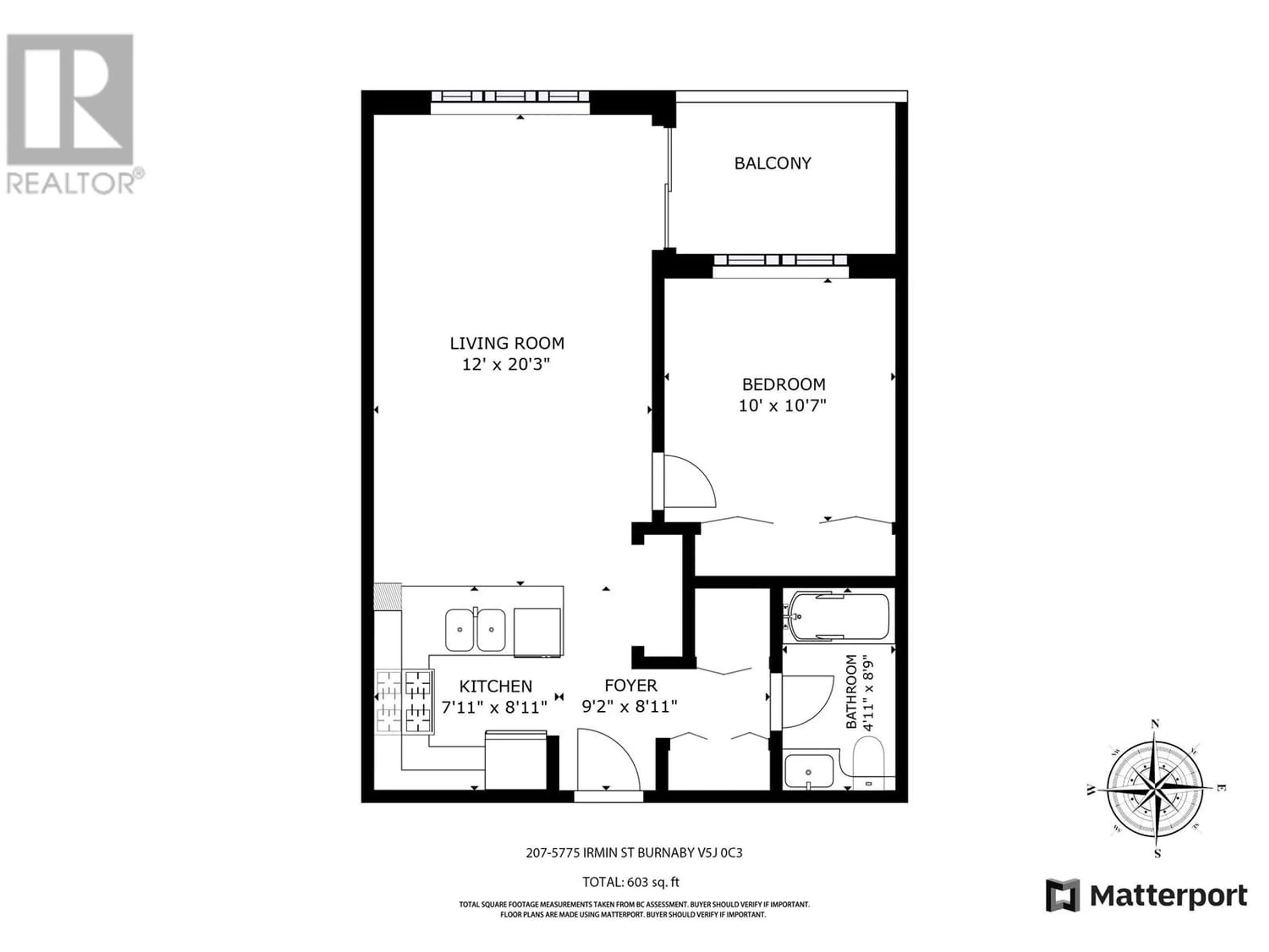 Floor plan for 207 5775 IRMIN STREET, Burnaby British Columbia V5J0C3