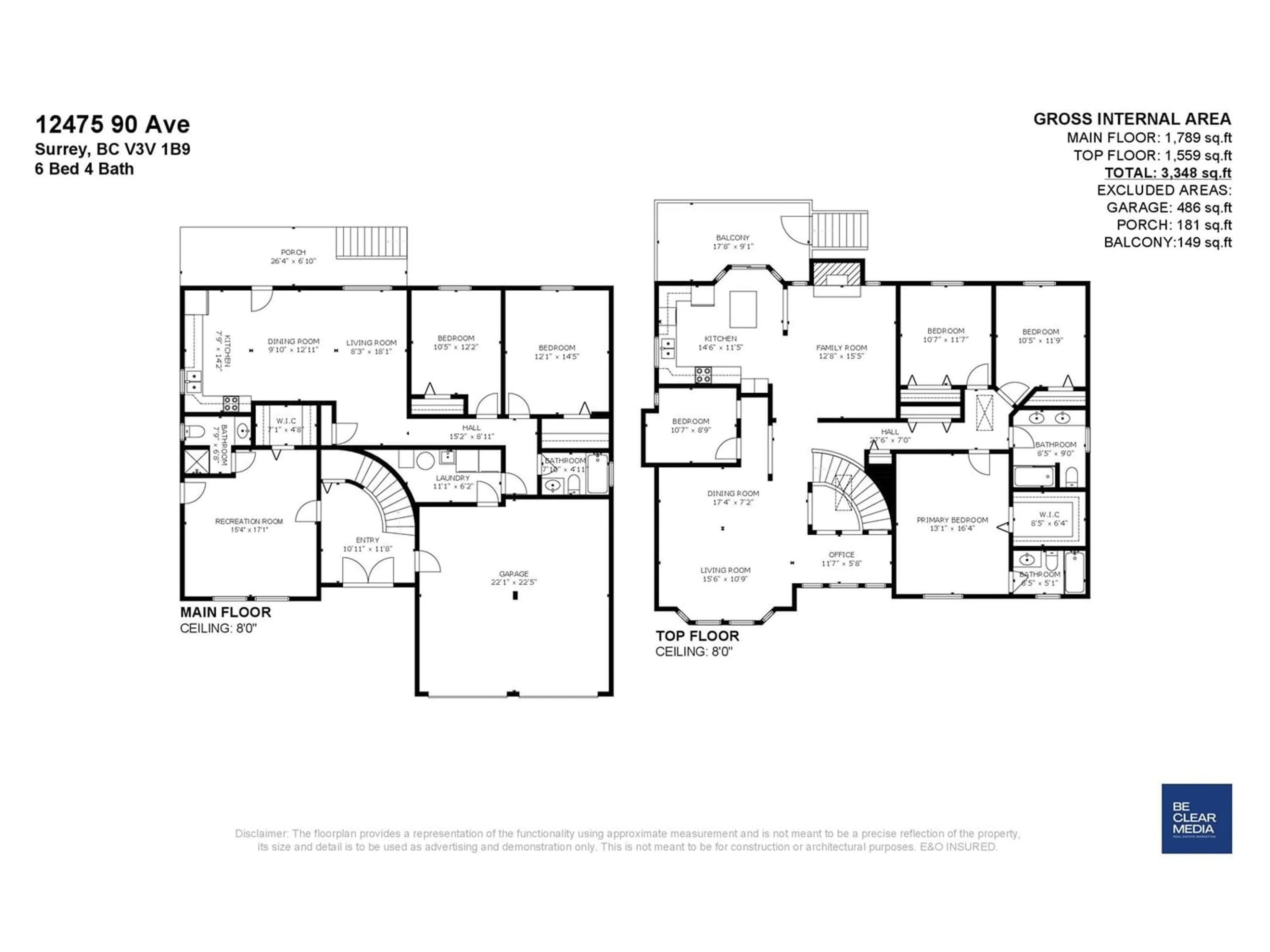Floor plan for 12475 90 AVENUE, Surrey British Columbia V3V1B9
