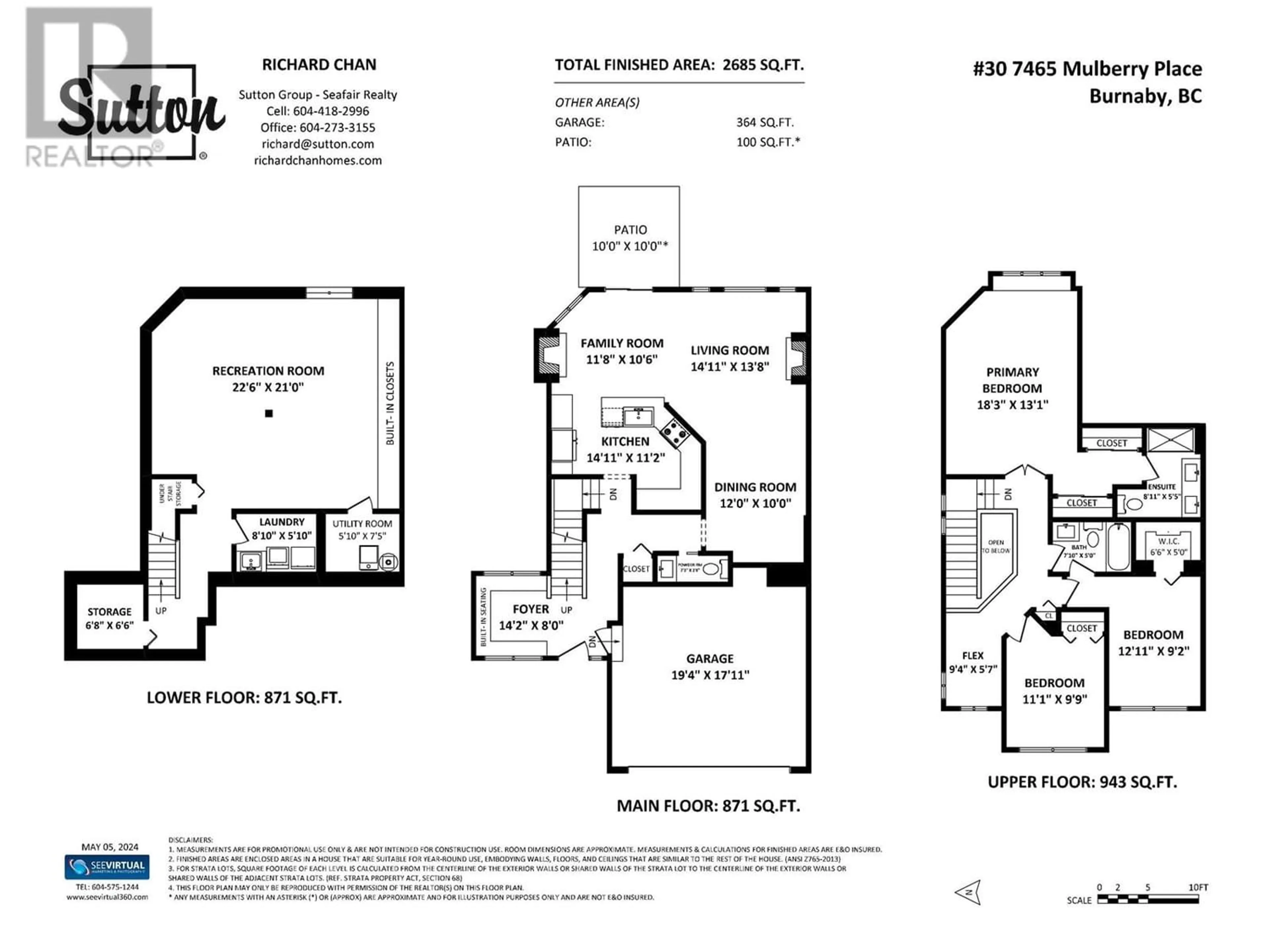 Floor plan for 30 7465 MULBERRY PLACE, Burnaby British Columbia V3N5A1