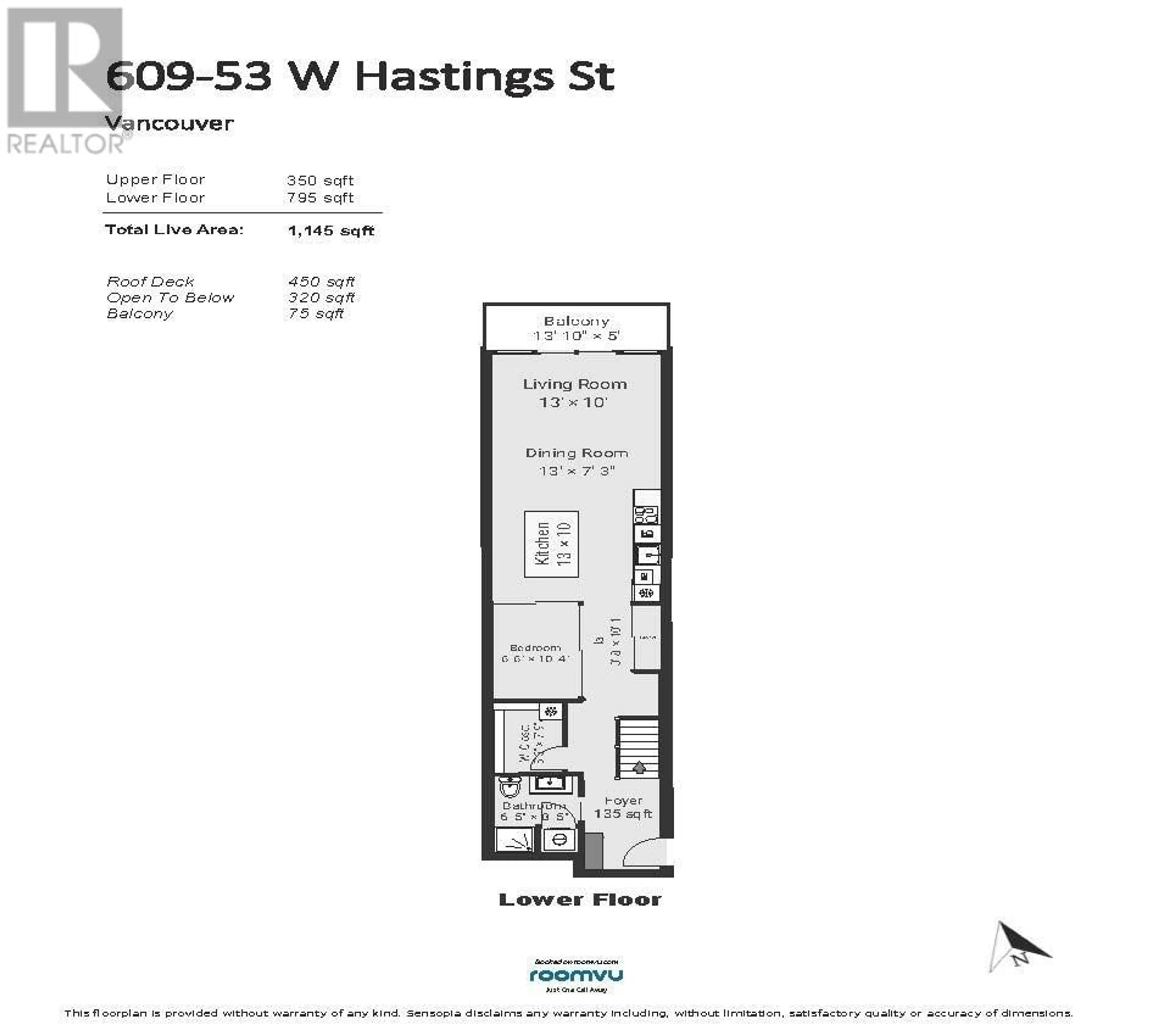 Floor plan for PH609 53 W HASTINGS STREET, Vancouver British Columbia V6B1G4